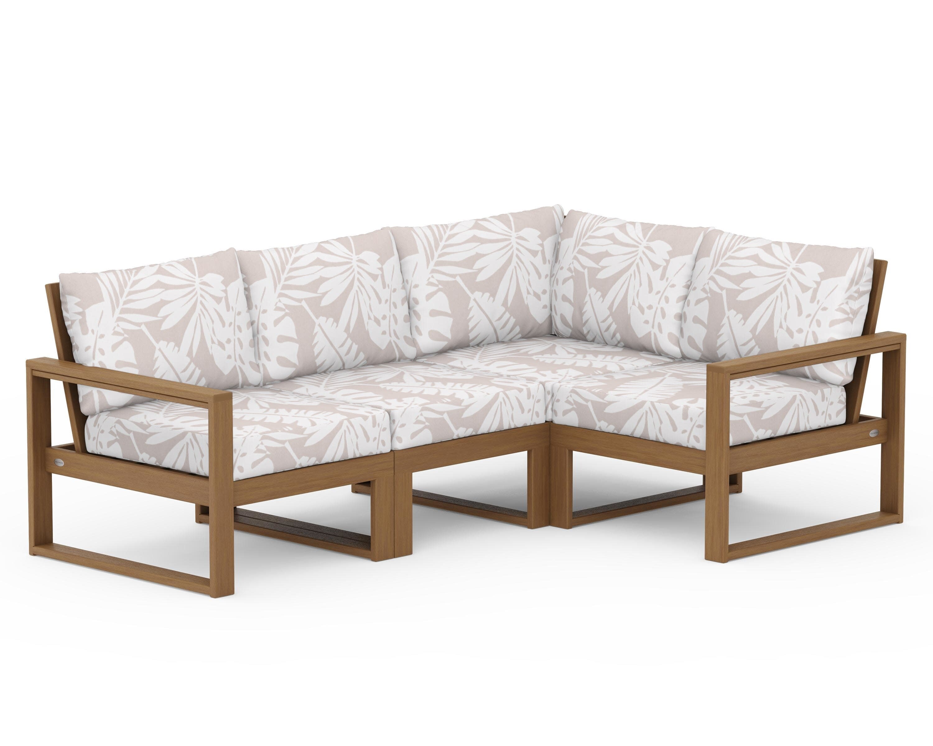 EDGE 4-Piece Modular Deep Seating Set in Natural / Leaf Dune Burlap