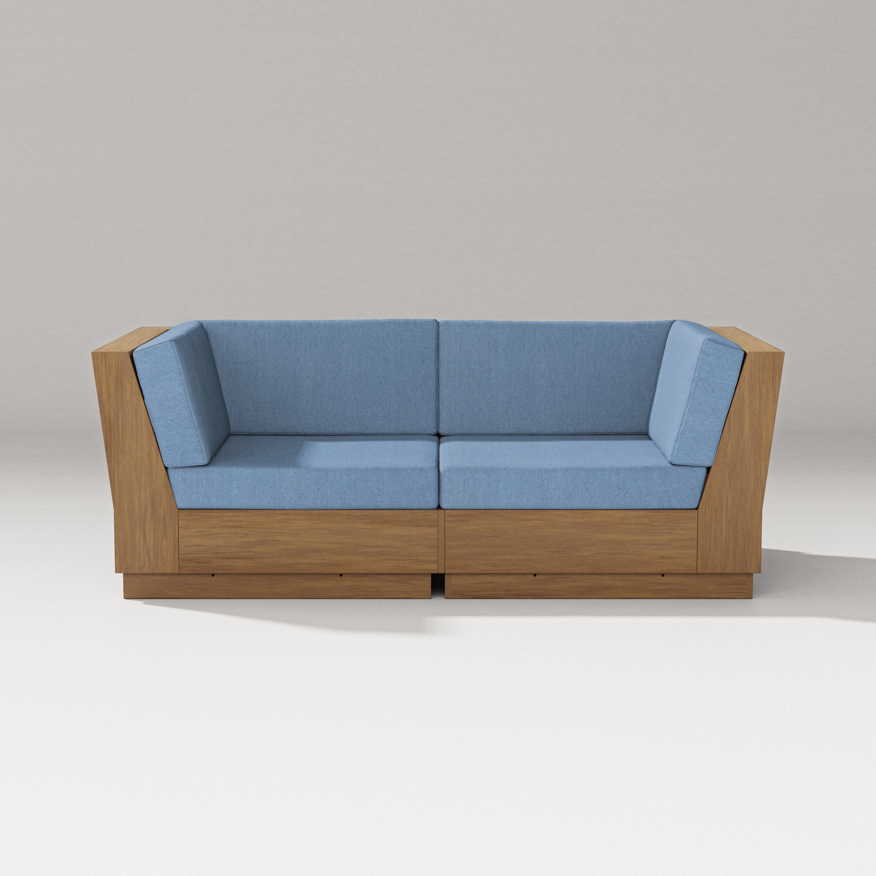 Elevate Loveseat Sectional in Natural / Sky Blue