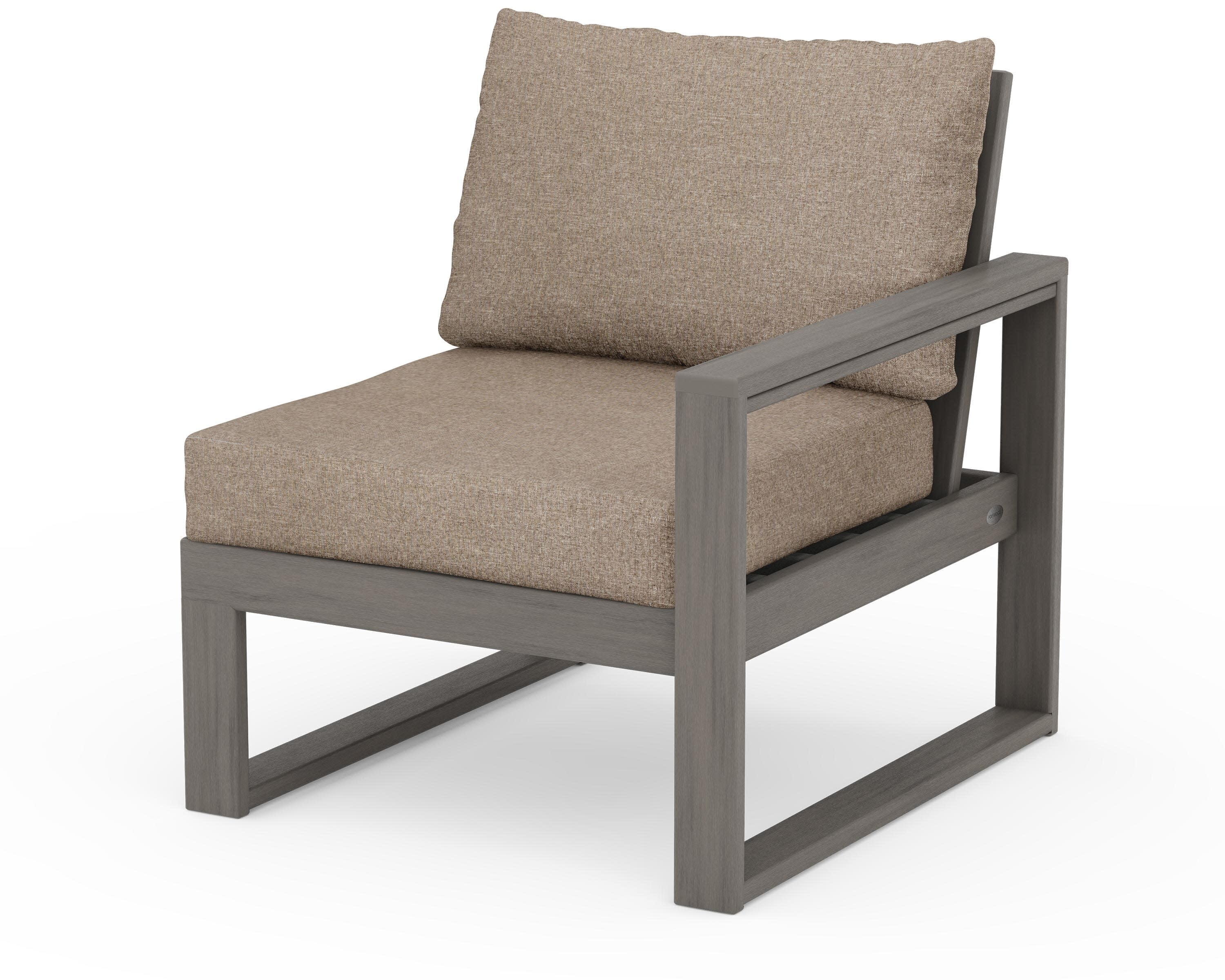 EDGE Modular Right Arm Chair in Driftwood / Spiced Burlap