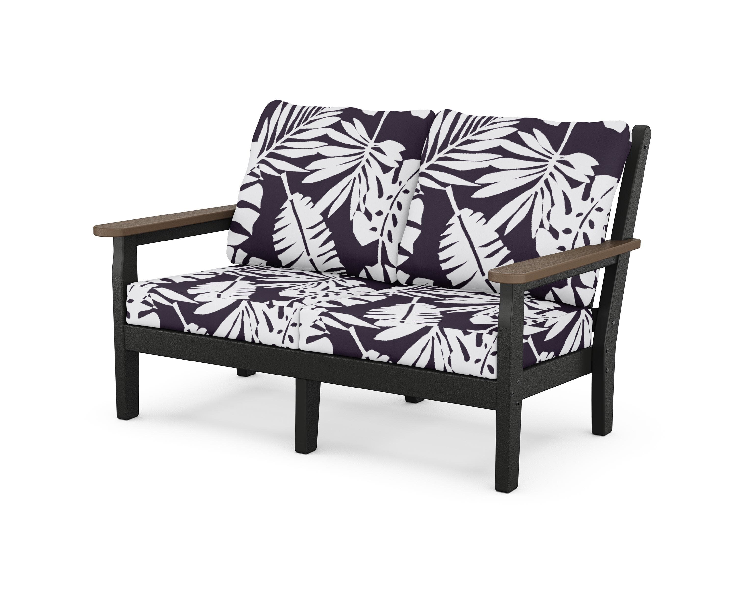 Chippendale Deep Seating Loveseat in Black / Kona / Leaf Navy