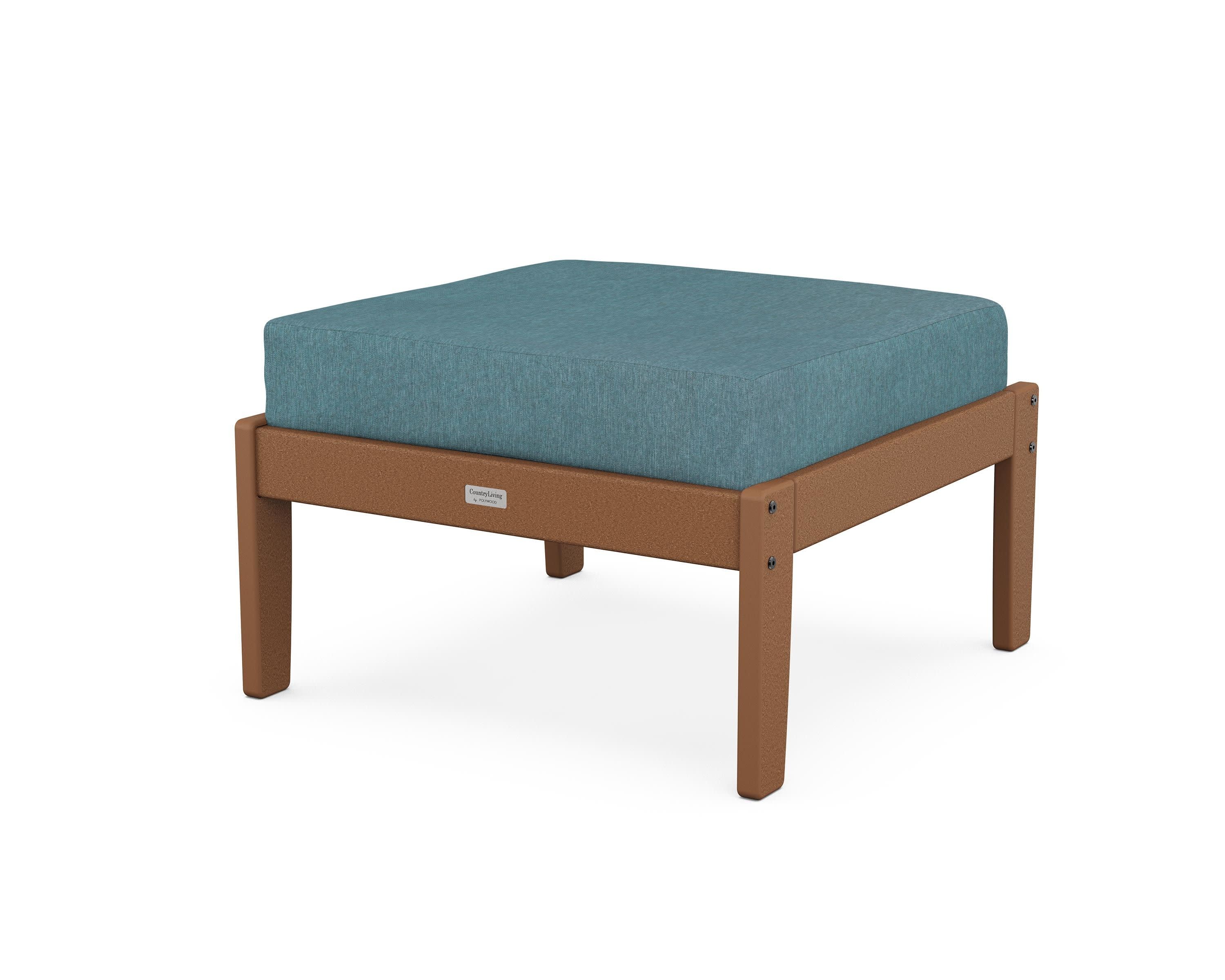 Cottage Deep Seating Ottoman in Teak / Ocean Teal