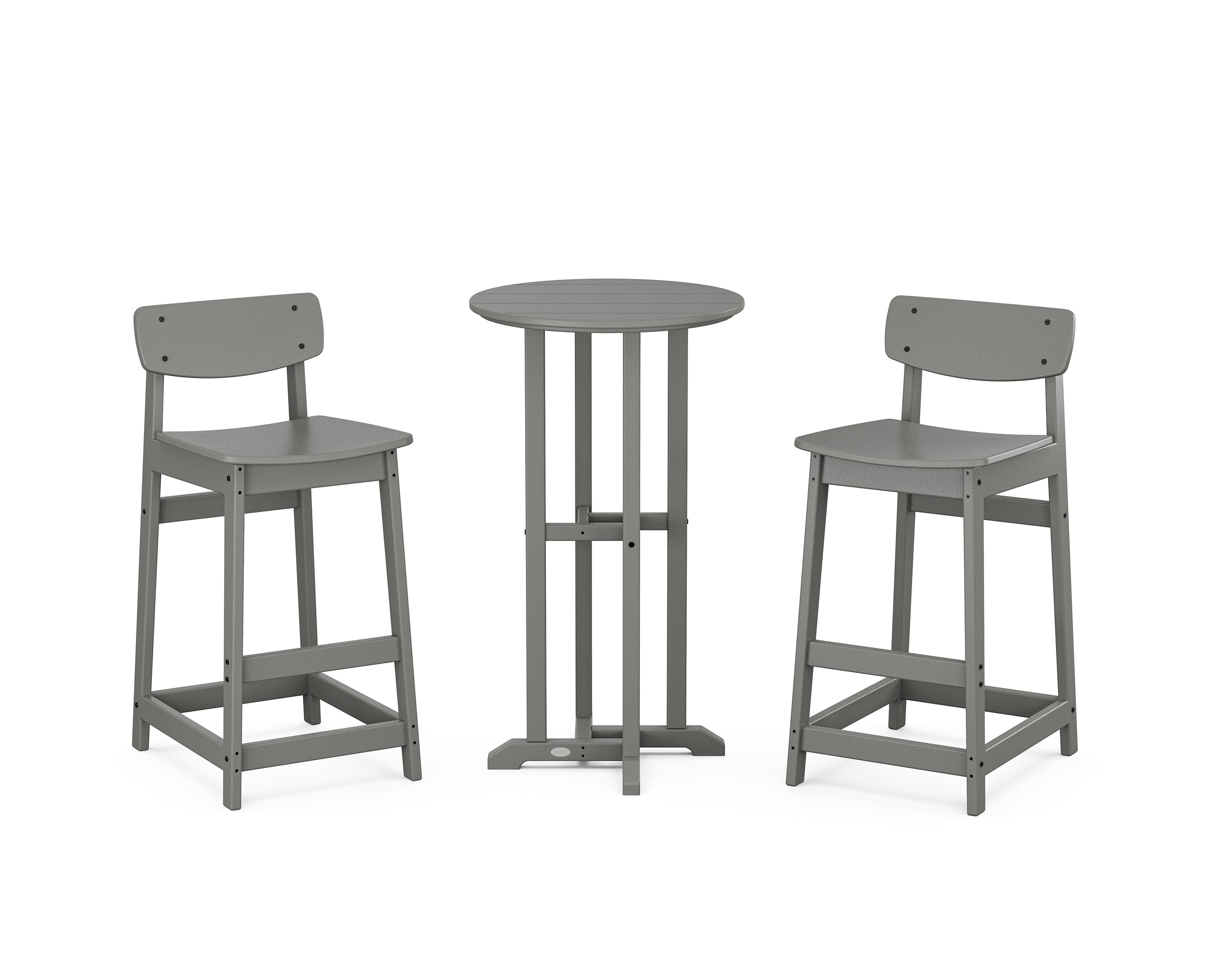 Modern Studio Urban Lowback Bar Chair 3-Piece Bistro Set in Slate Grey