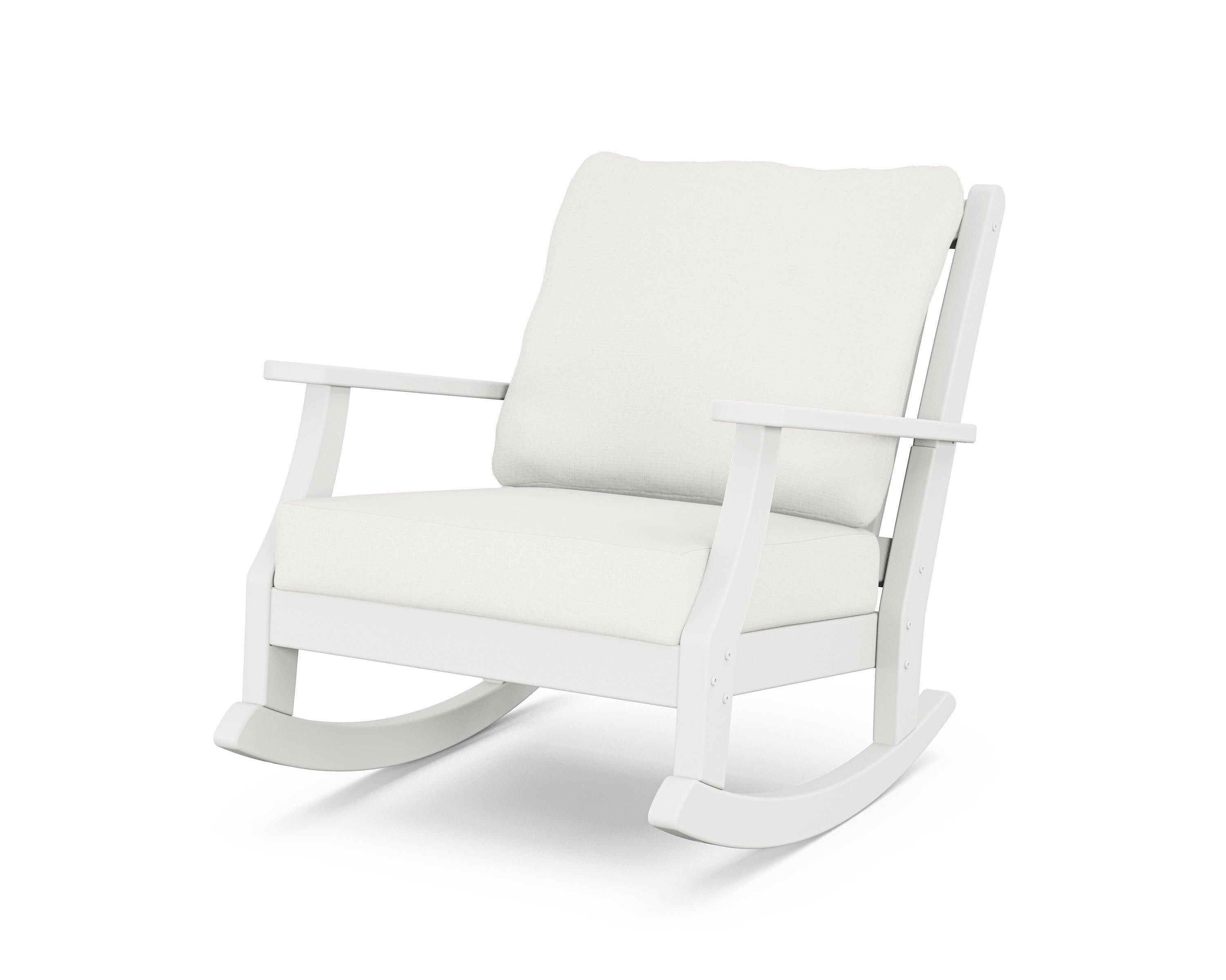 Wovendale Deep Seating Rocking Chair in White / Natural Linen