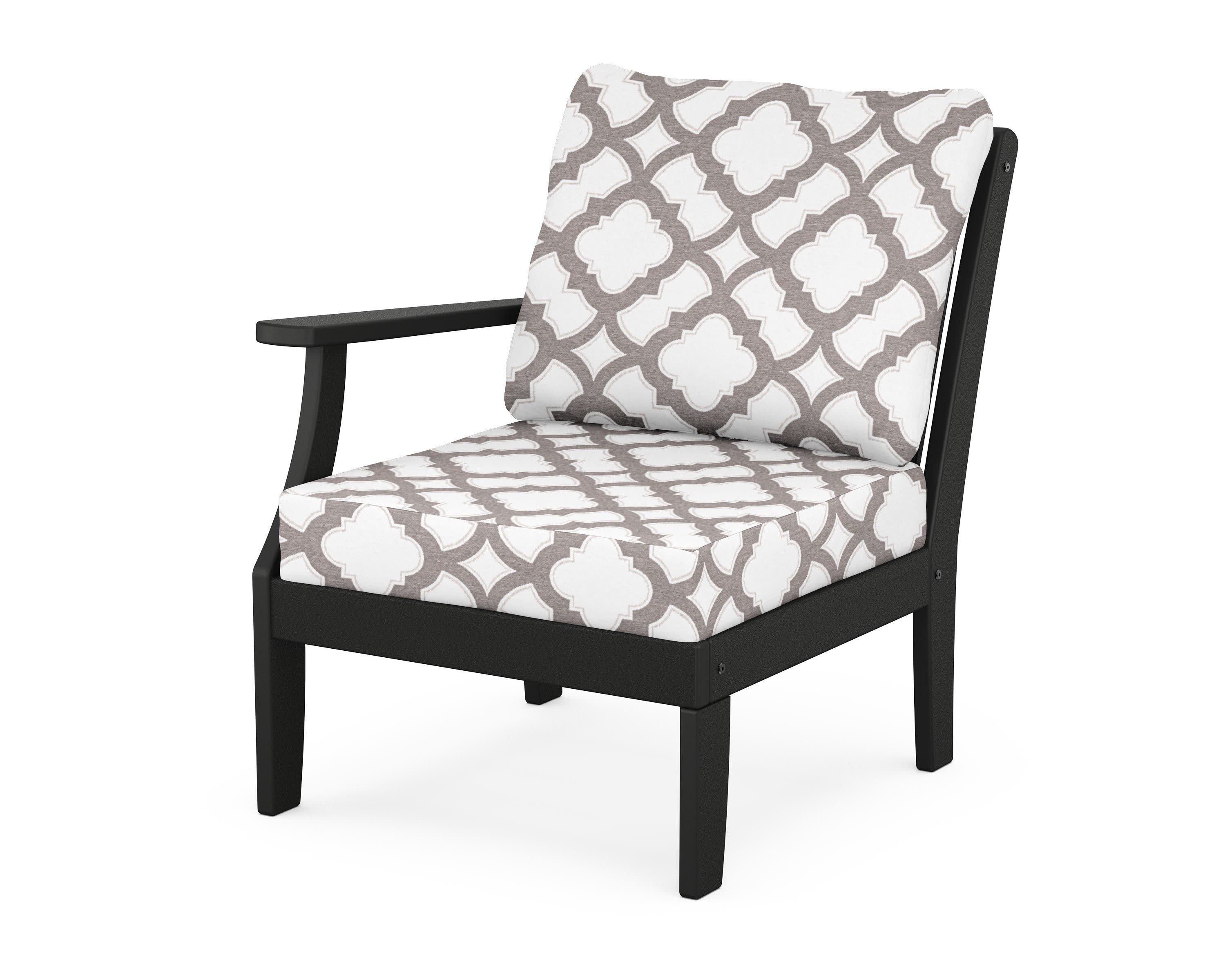 Braxton Modular Left Arm Chair in Black / Trellis Grey Mist