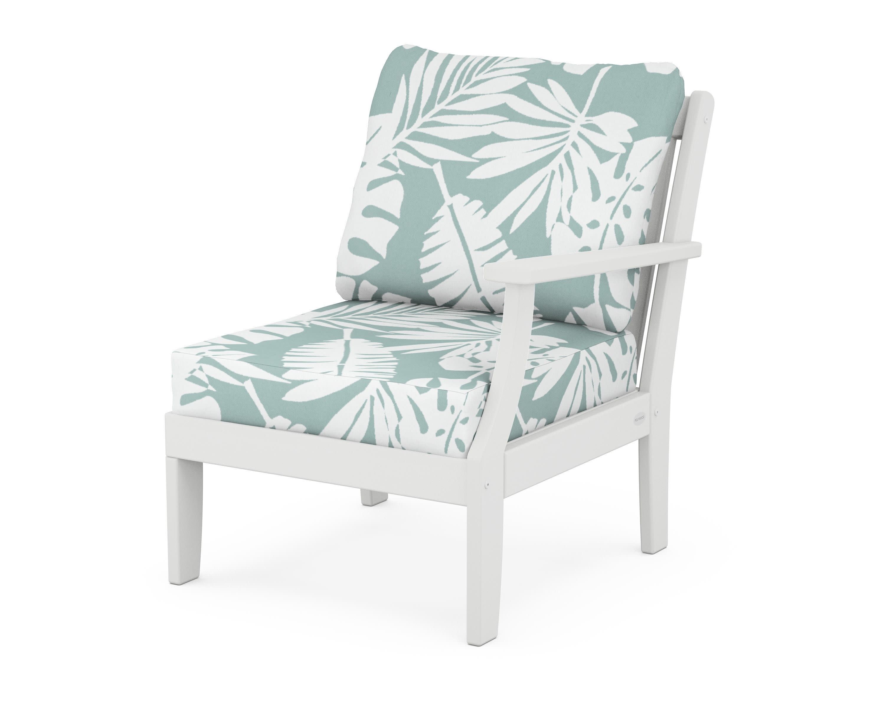 Braxton Modular Right Arm Chair in White / Leaf Glacier Spa