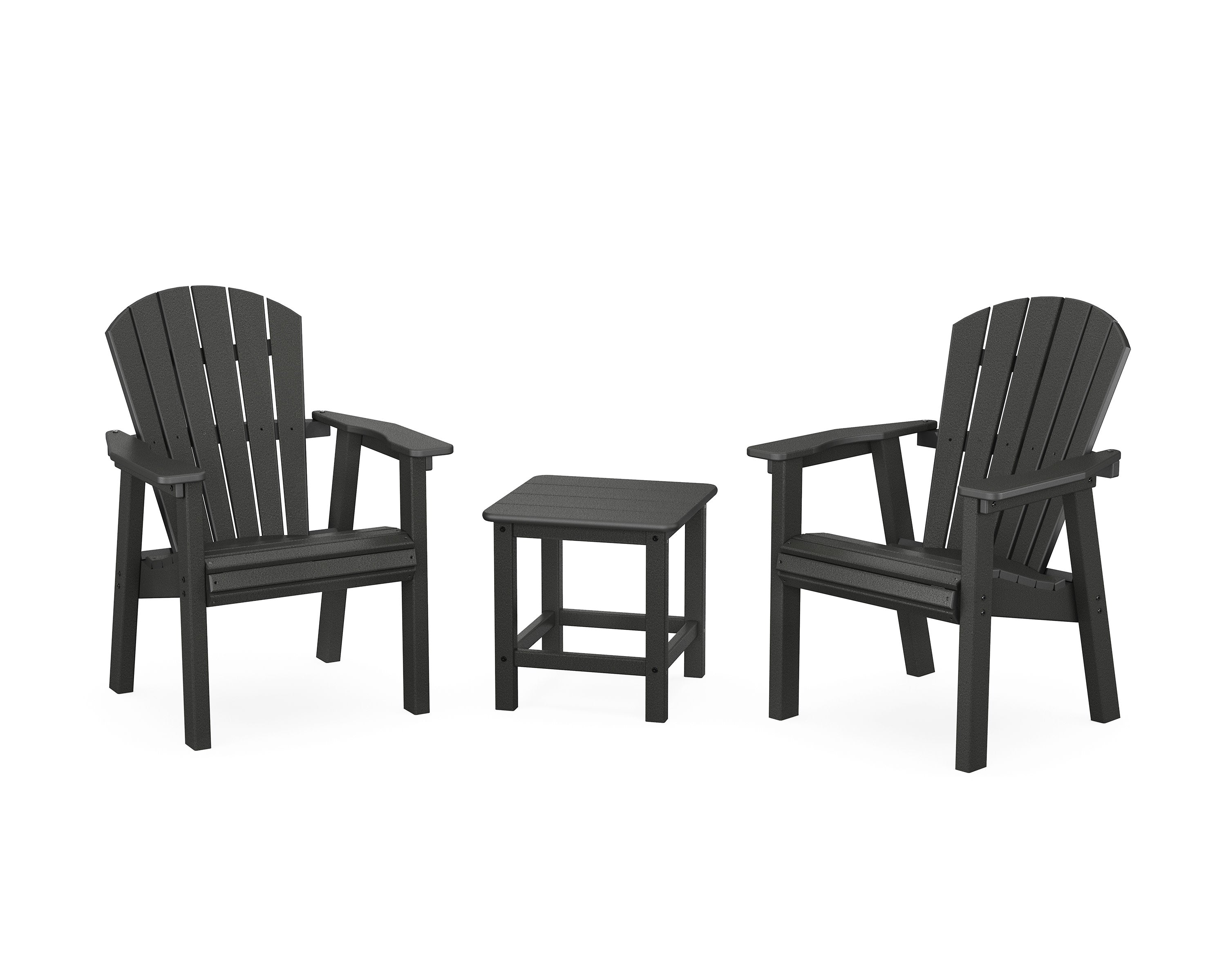 Seashell 3-Piece Upright Adirondack Chair Set in Black
