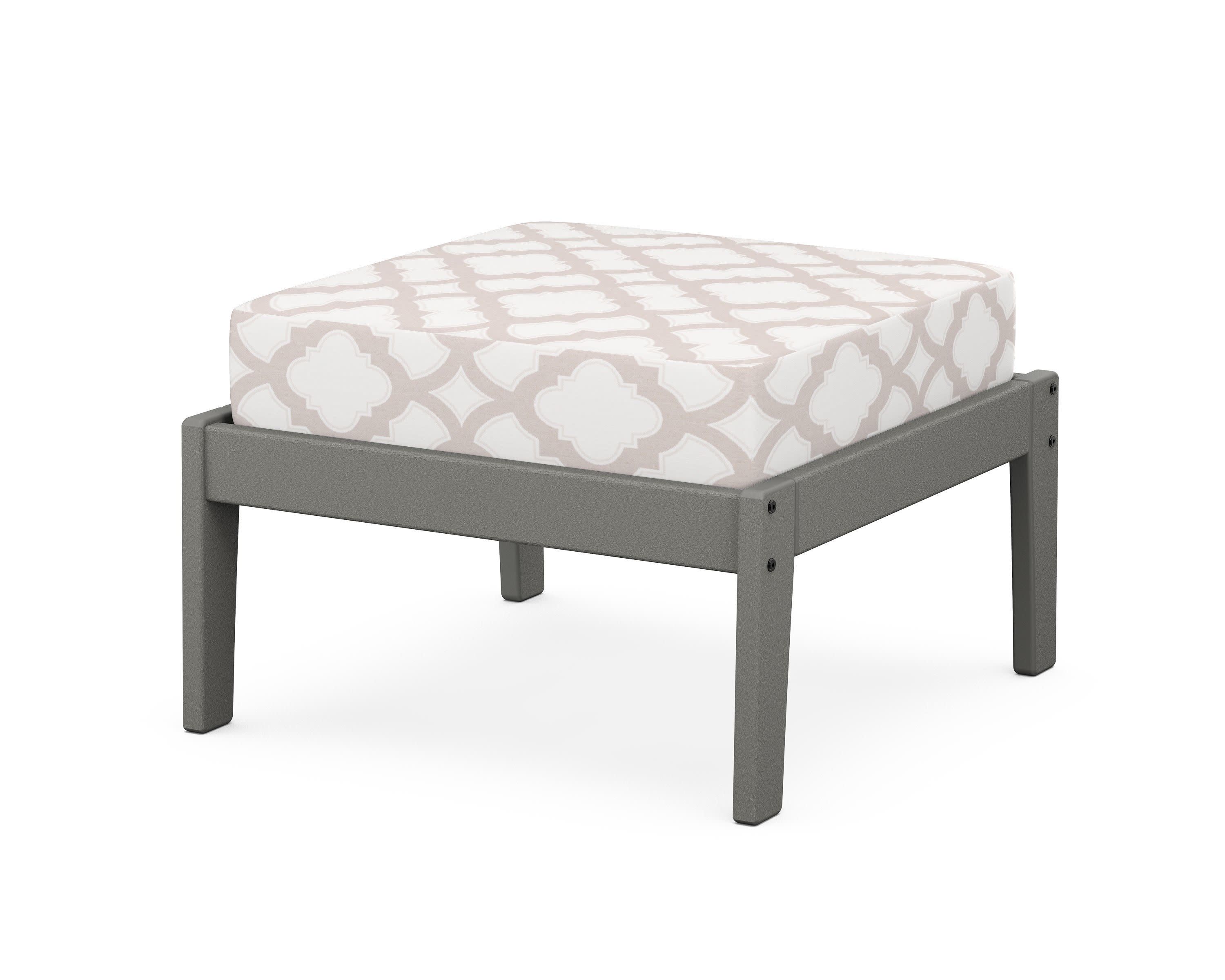 Deep Seating Ottoman in Slate Grey / Trellis Dune Burlap