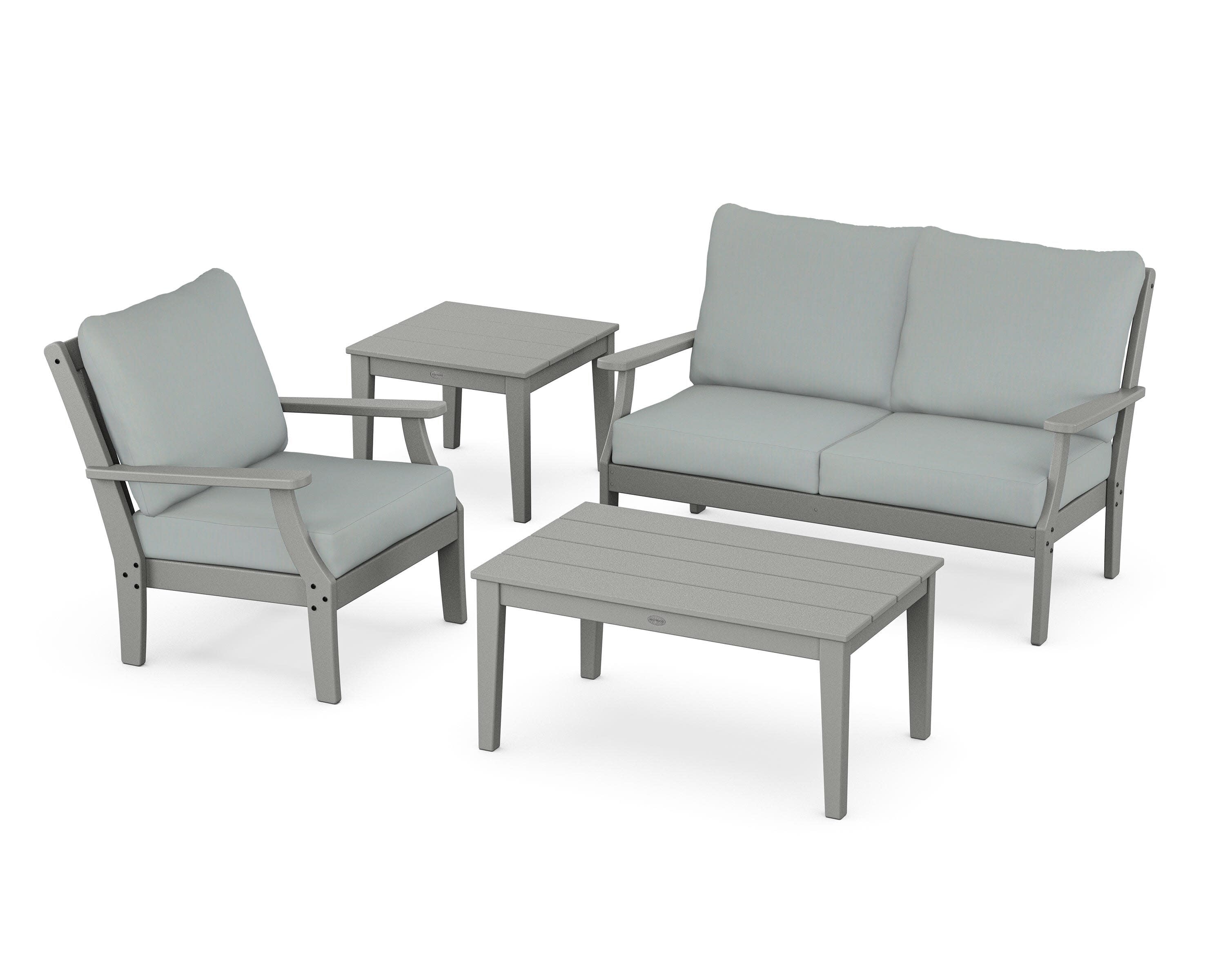 Braxton 4-Piece Deep Seating Set in Slate Grey / Spa