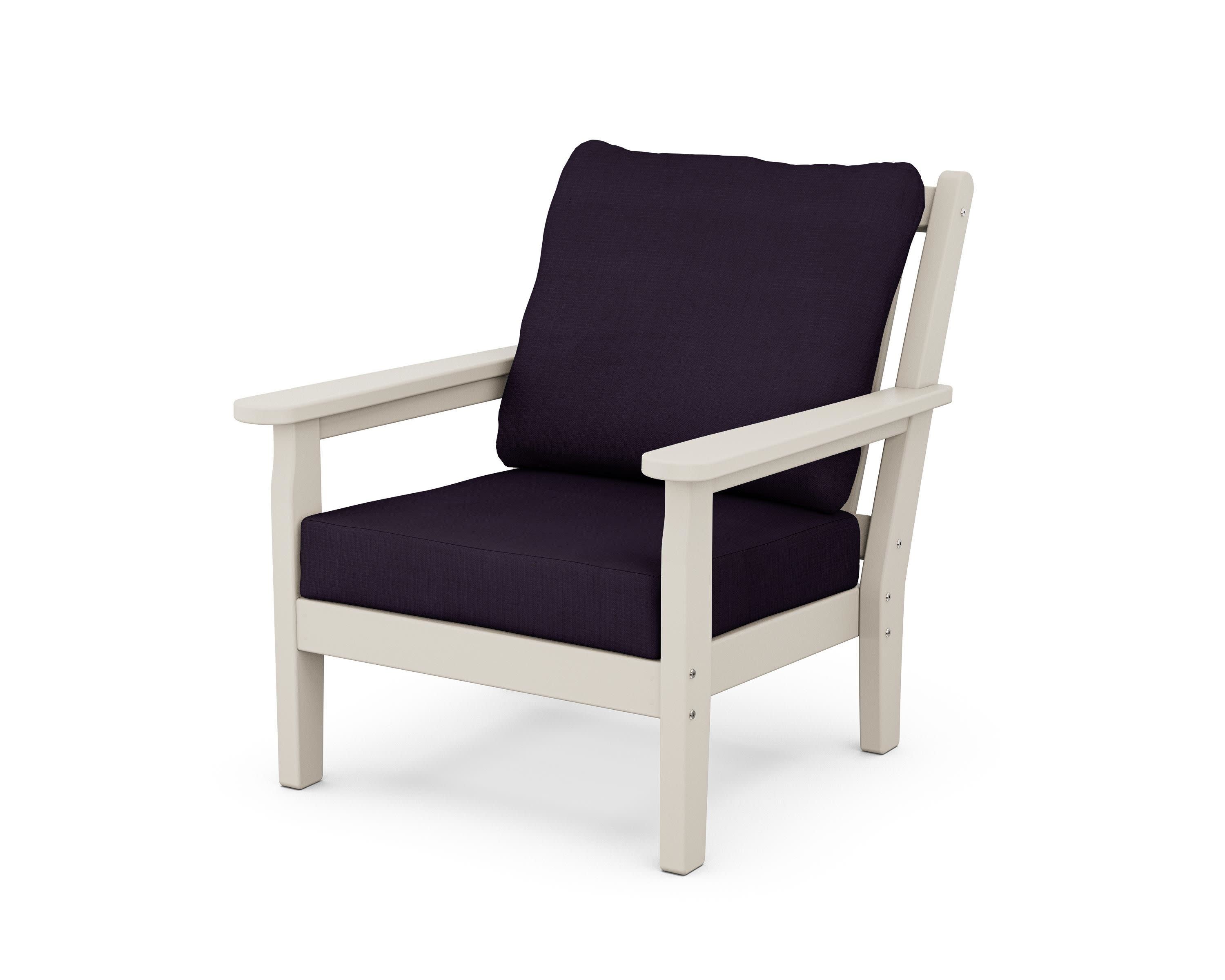 Chippendale Deep Seating Chair in Sand / Navy Linen
