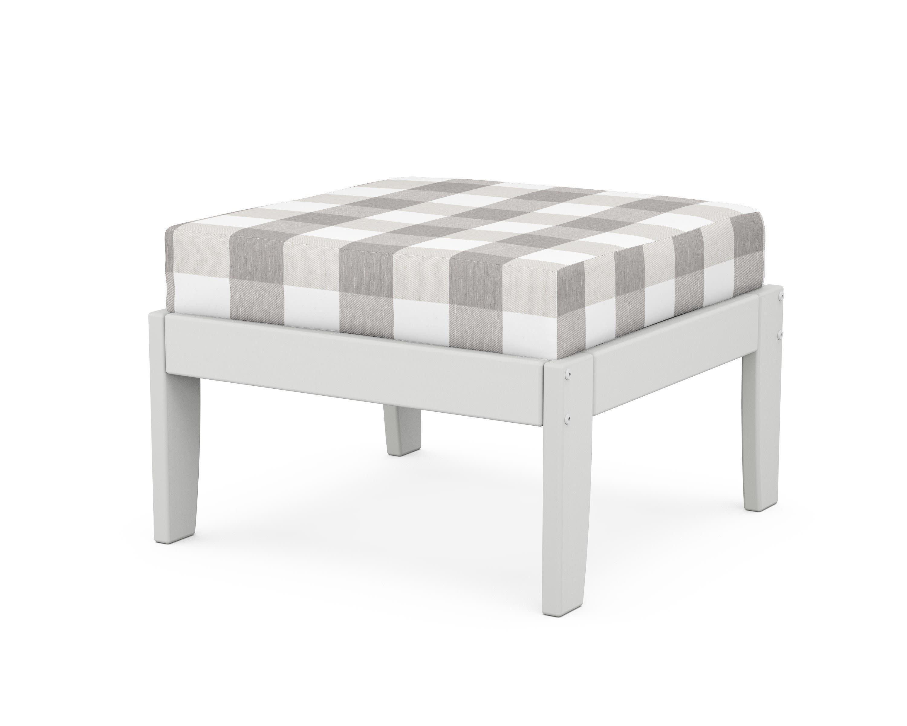 Modular Ottoman - Classic in White / Buffalo Plaid Grey Mist