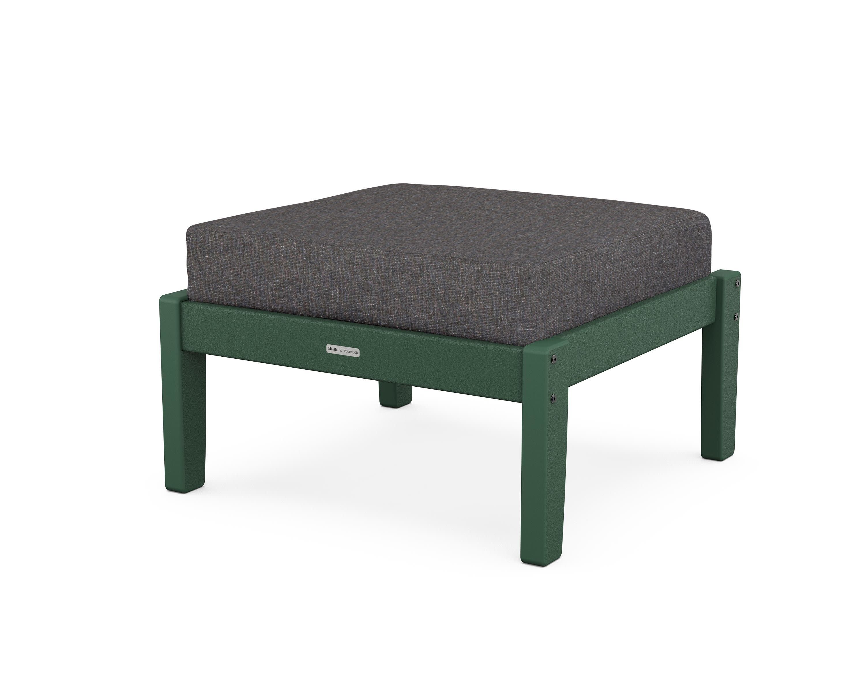 Chinoiserie Deep Seating Ottoman in Green / Ash Charcoal