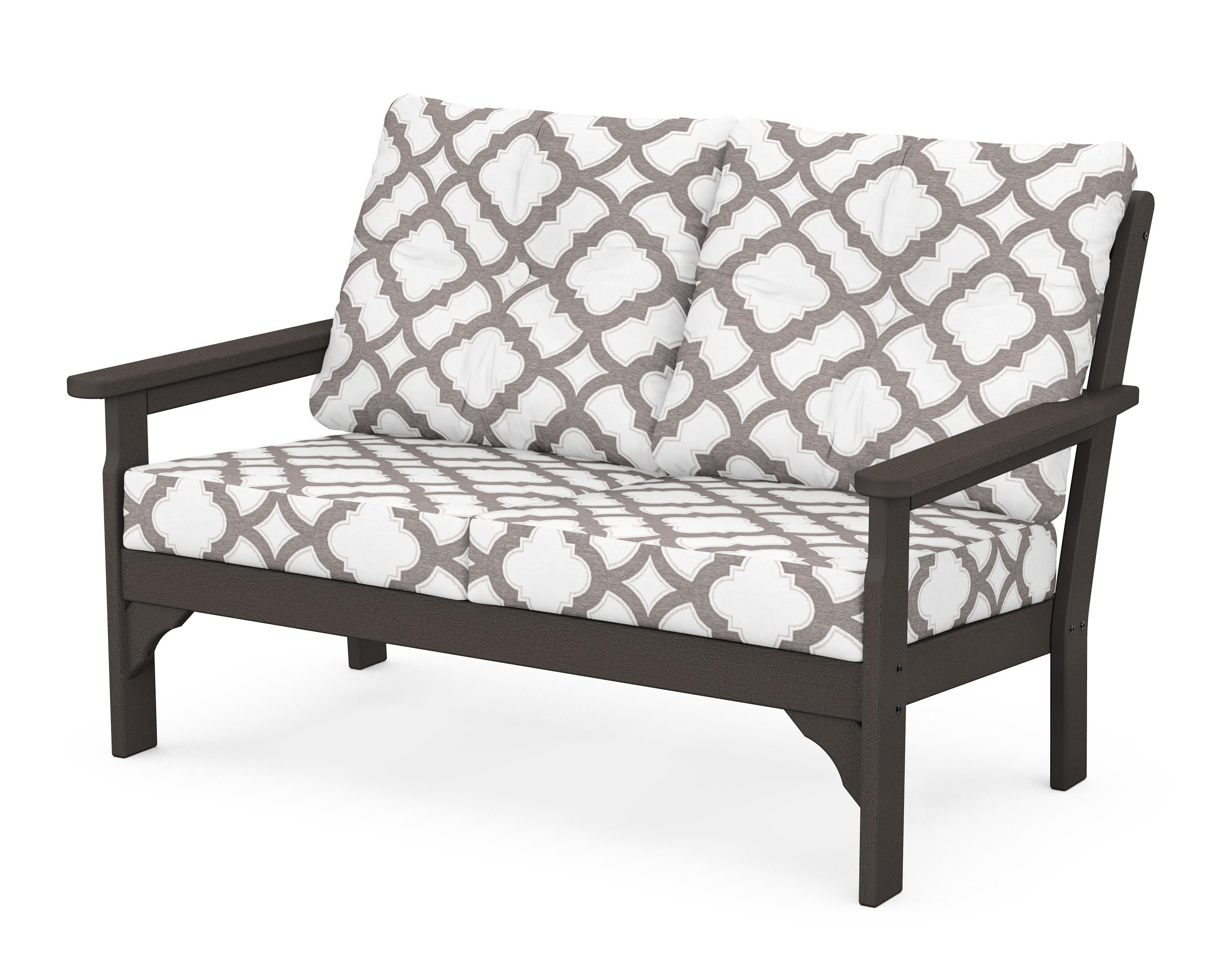 Vineyard Deep Seating Loveseat in Vintage Coffee / Trellis Grey Mist
