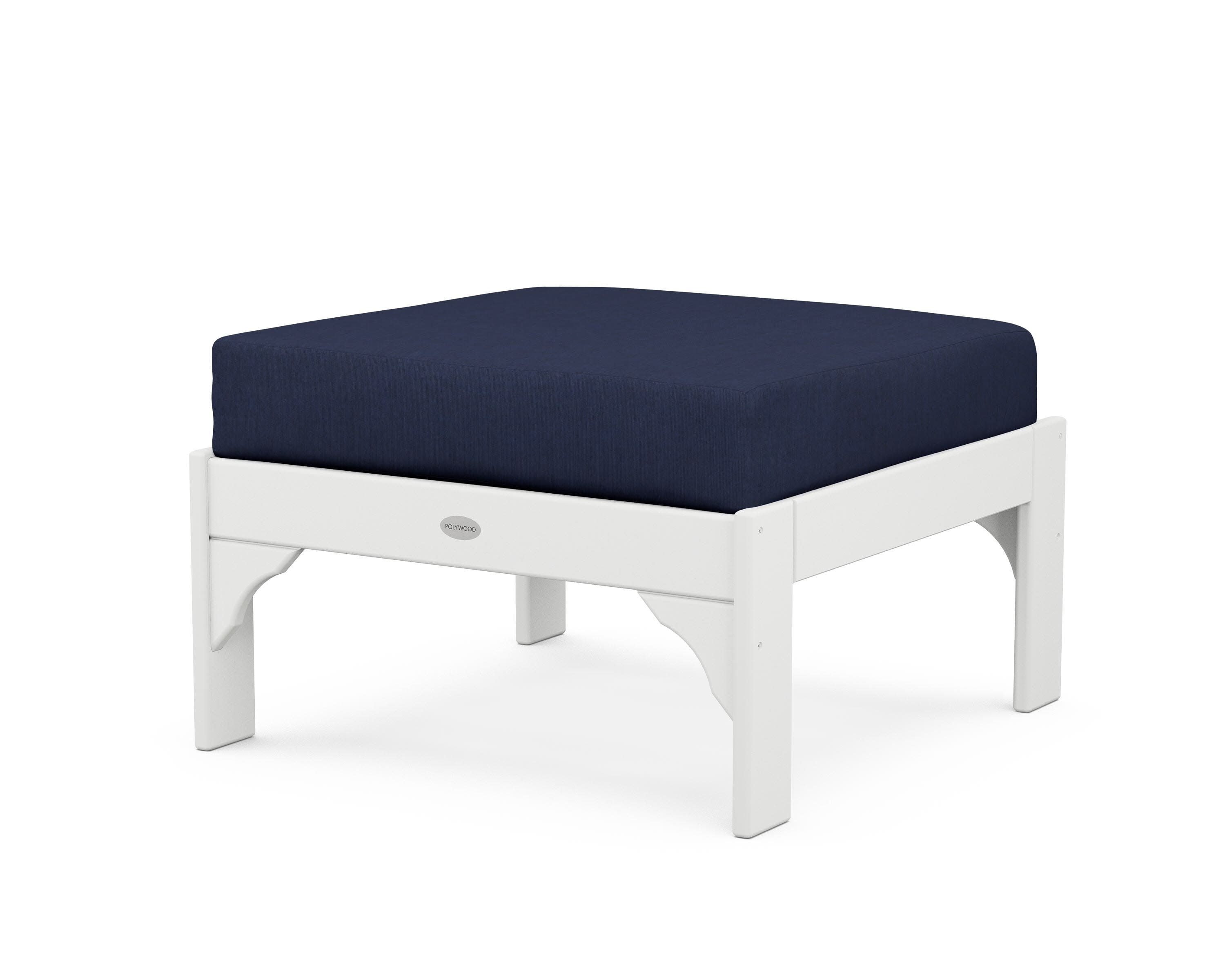 Vineyard Deep Seating Ottoman in White / Spectrum Indigo