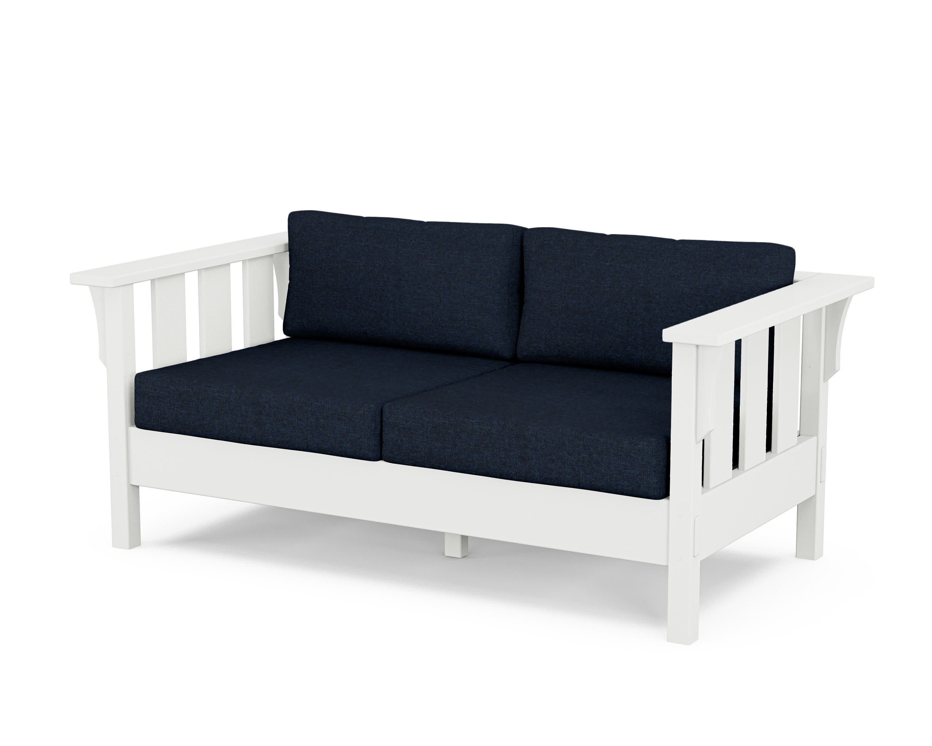 Acadia Deep Seating Loveseat in White / Marine Indigo