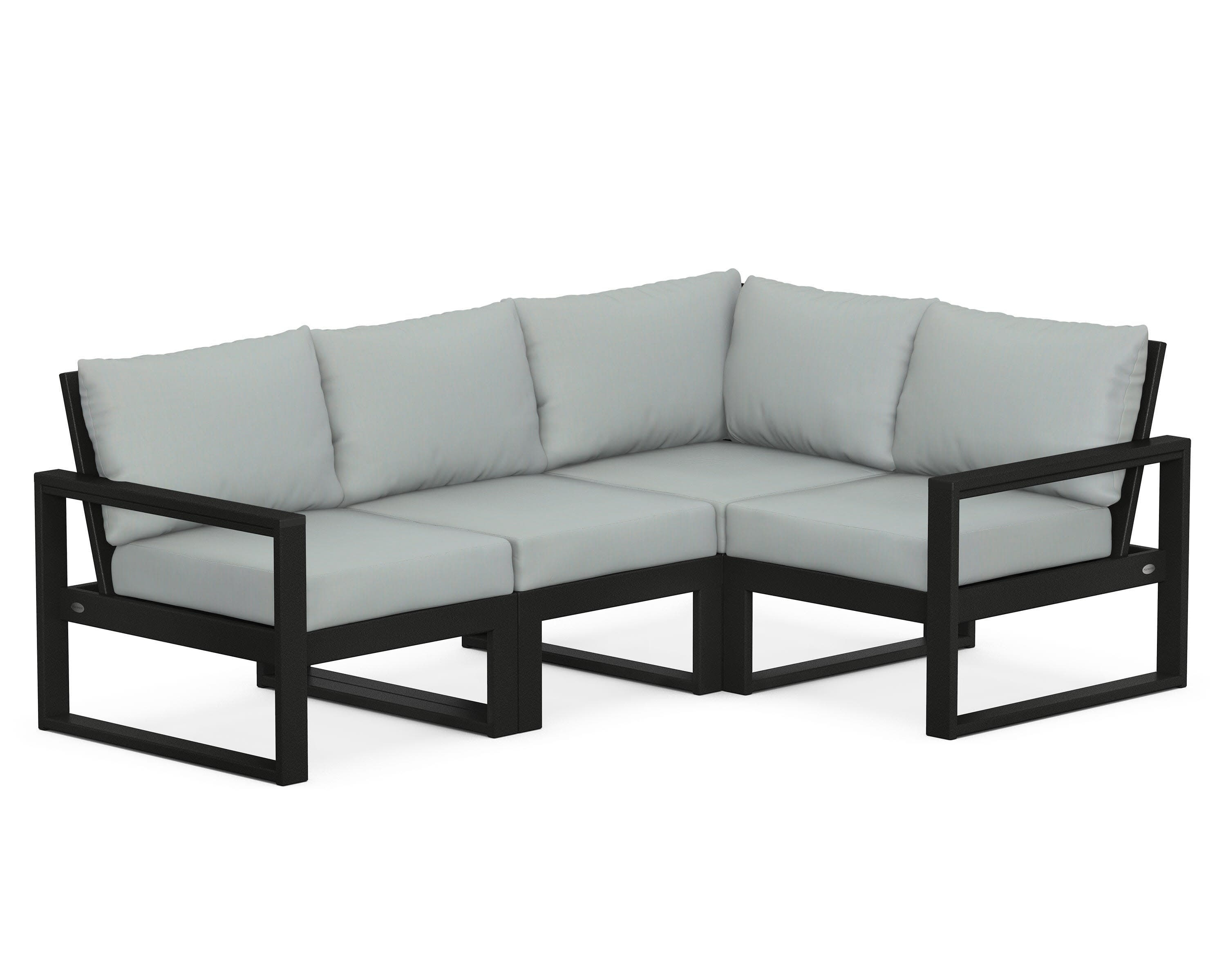 EDGE 4-Piece Modular Deep Seating Set in Black / Spa