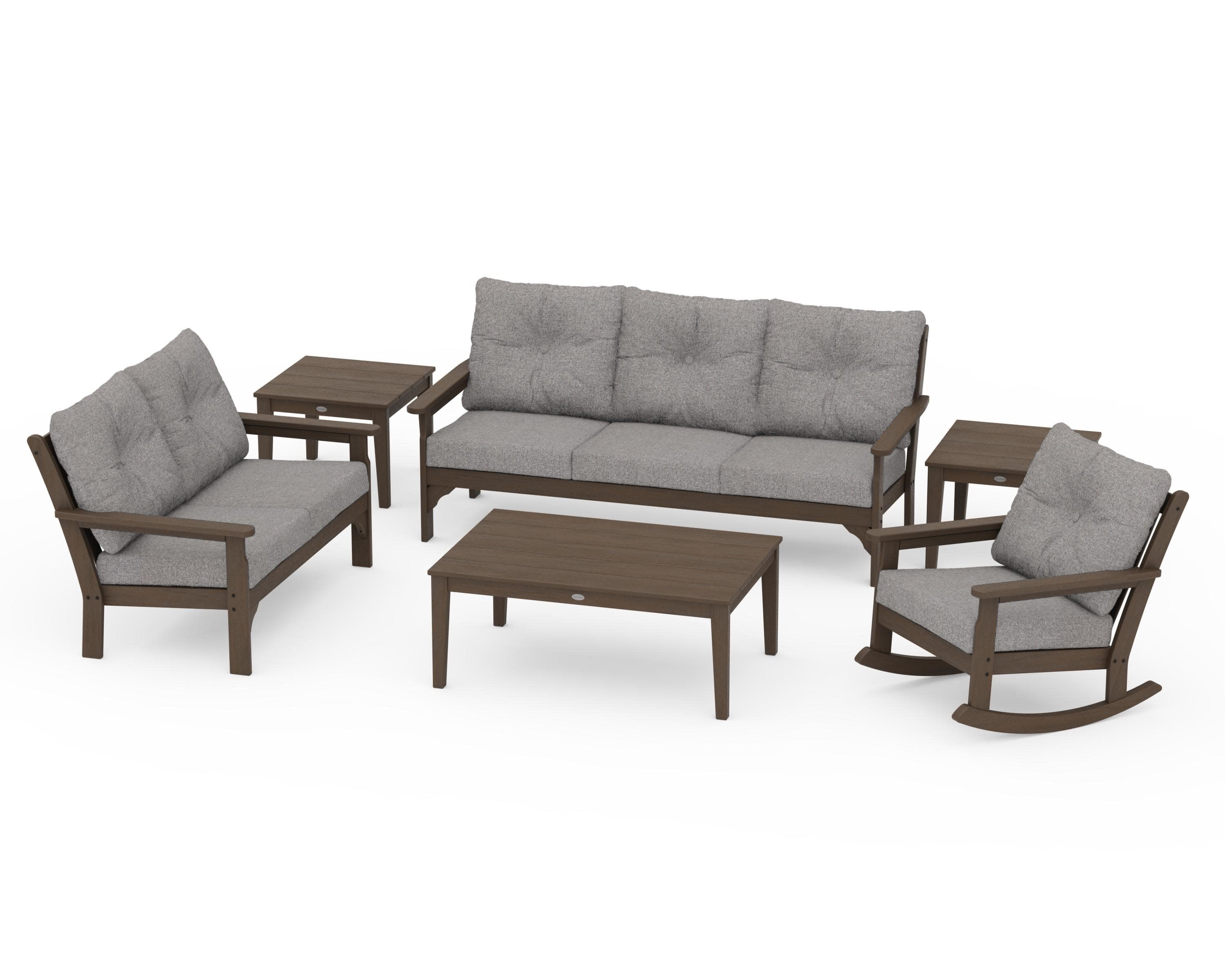 Vineyard 6-Piece Deep Seating Set in Kona / Grey Mist