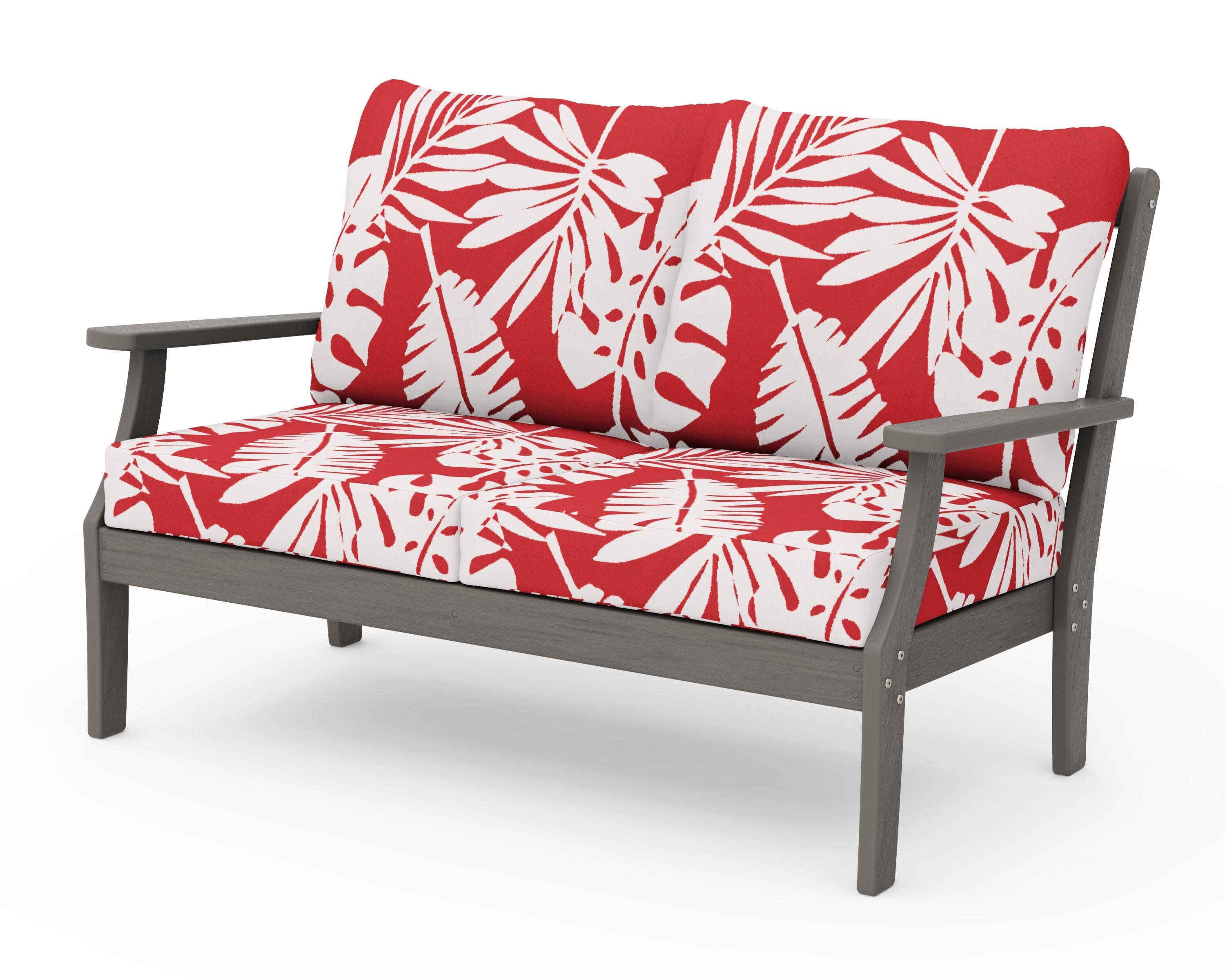 Braxton Deep Seating Loveseat in Driftwood / Leaf Crimson
