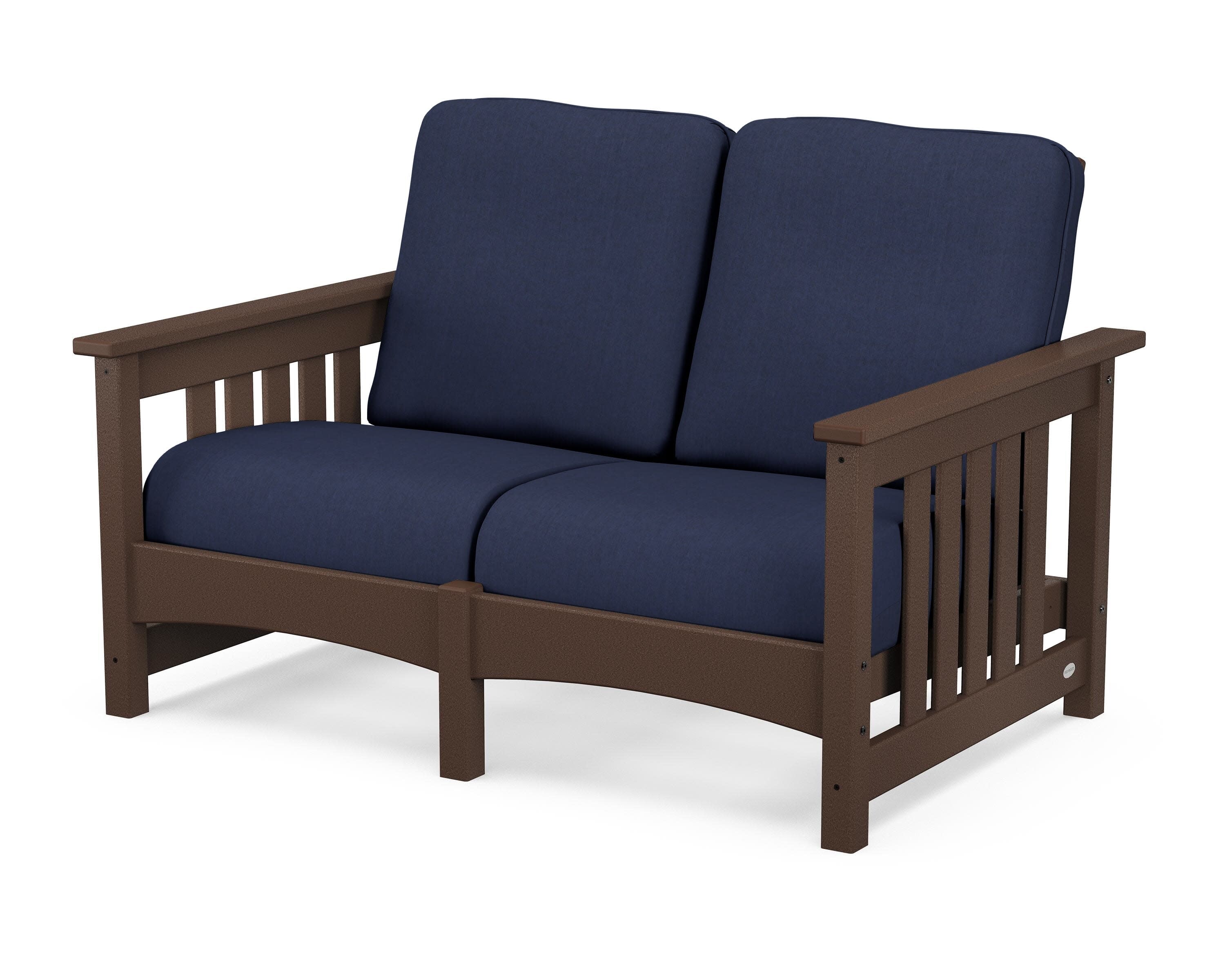 Club Mission Loveseat in Mahogany / Spectrum Indigo