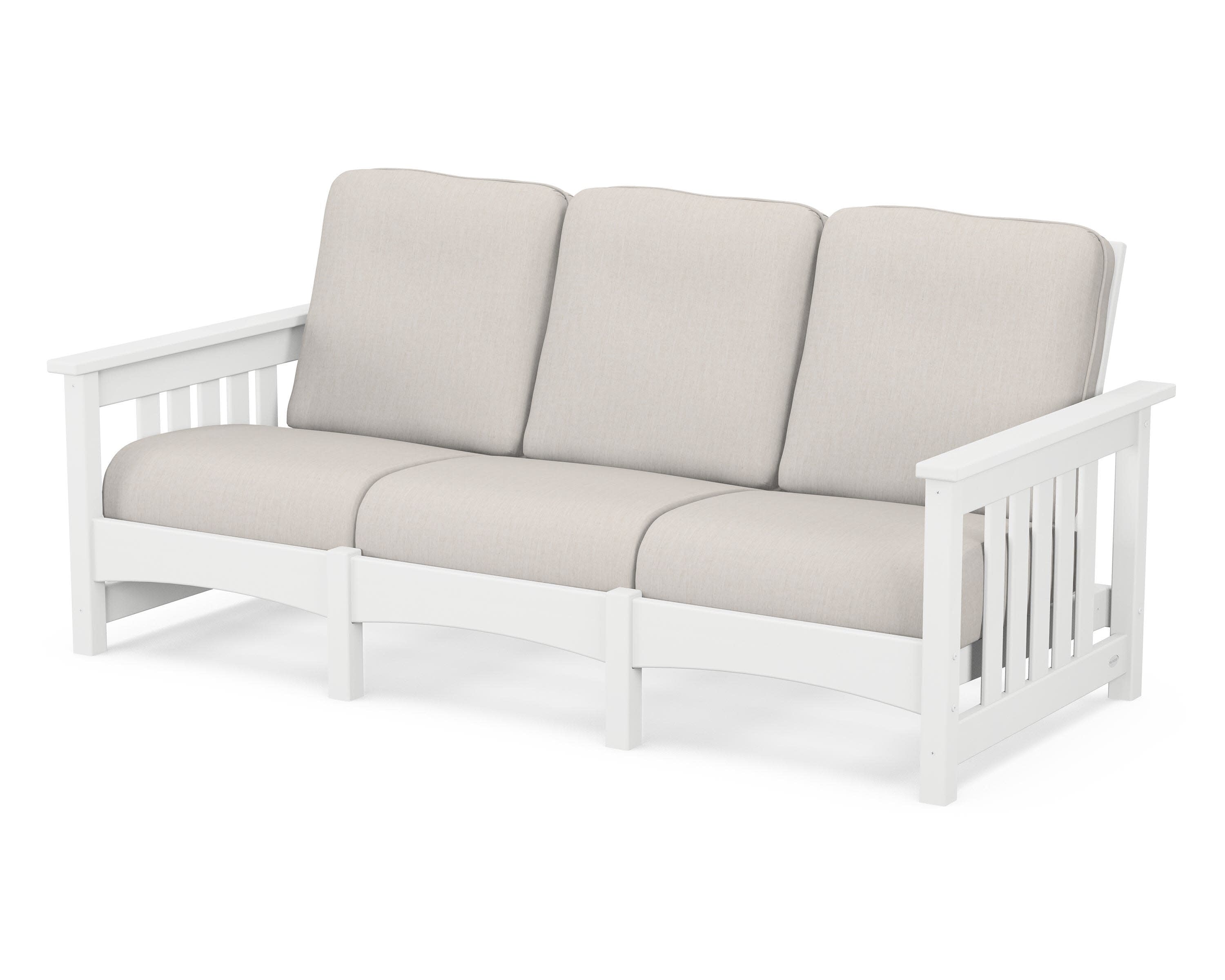Club Mission Sofa in White / Cast Ash