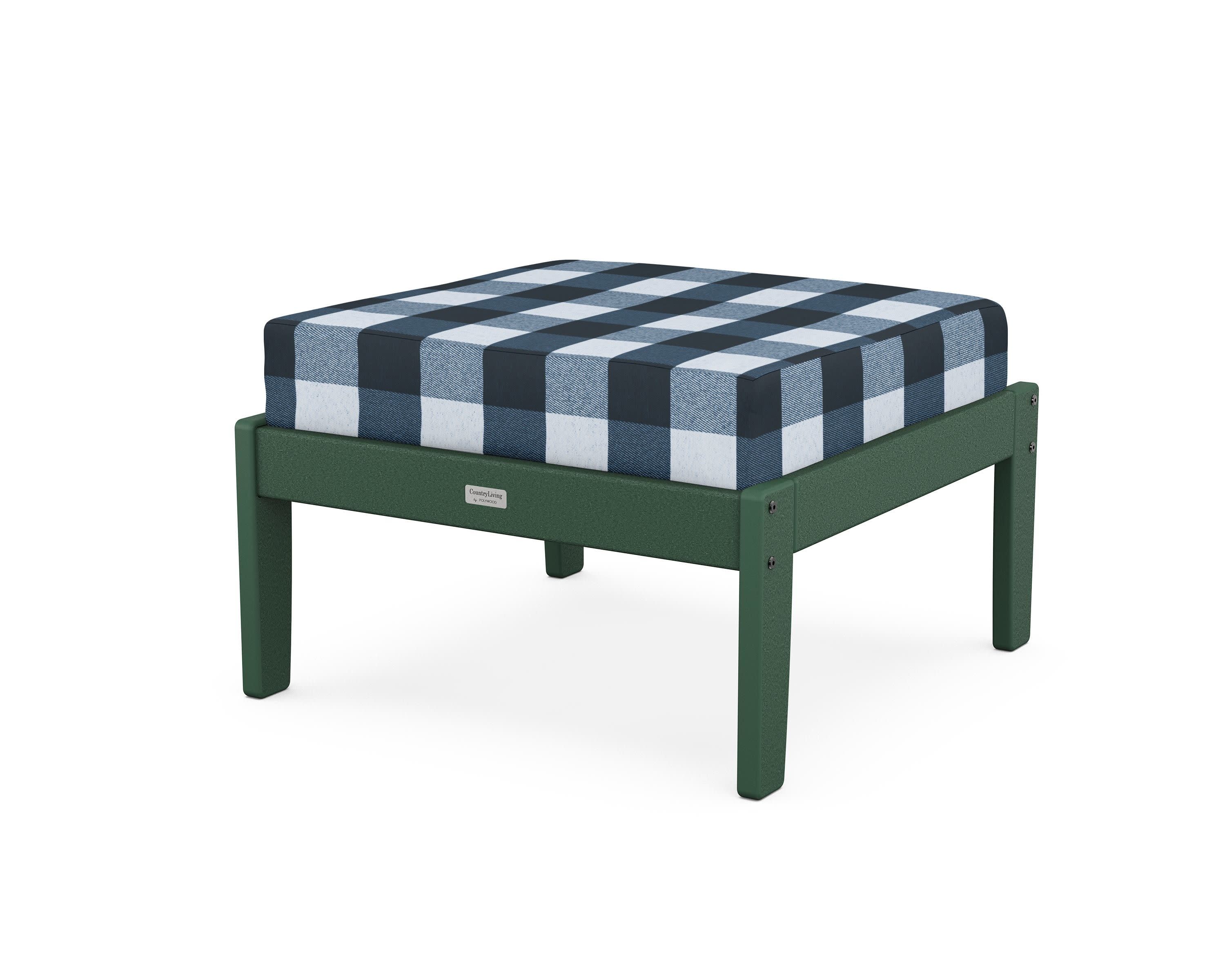 Cottage Deep Seating Ottoman in Green / Buffalo Plaid Marine Indigo
