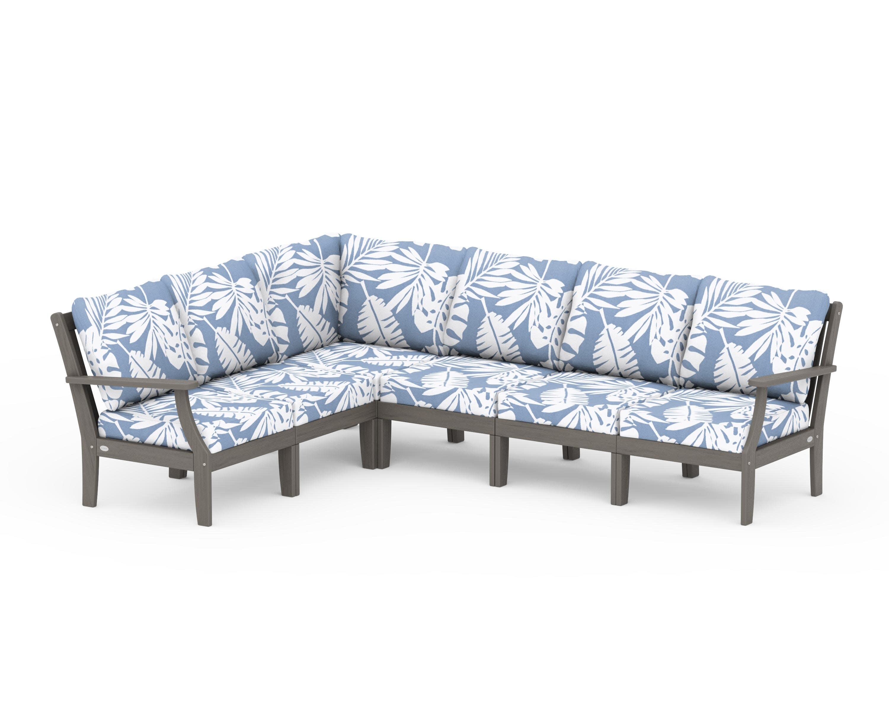 Braxton Modular 6-Piece Deep Seating Set in Driftwood / Leaf Sky Blue