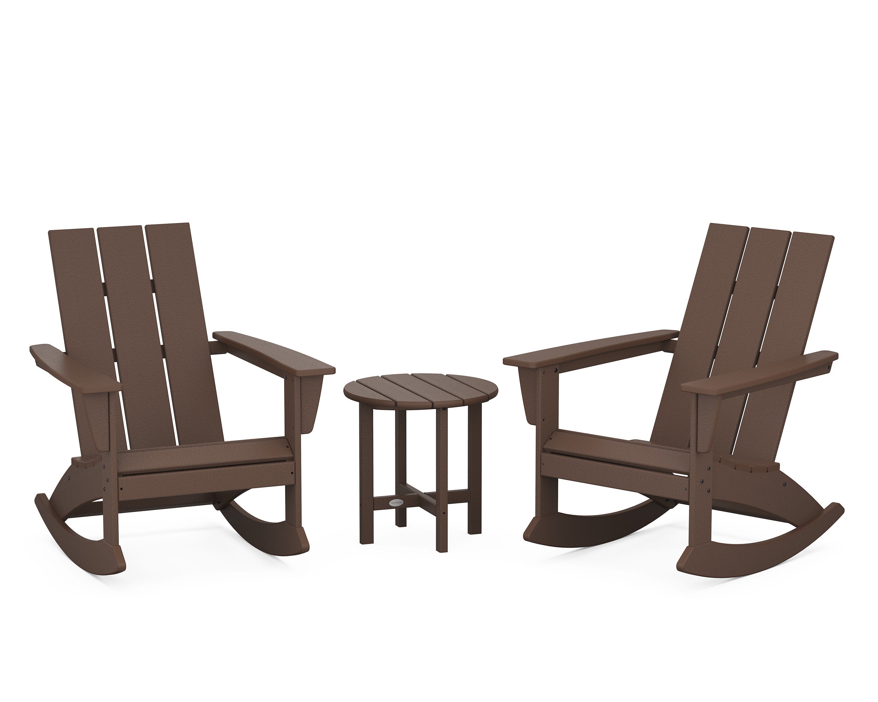 Modern 3-Piece Adirondack Rocking Chair Set in Mahogany
