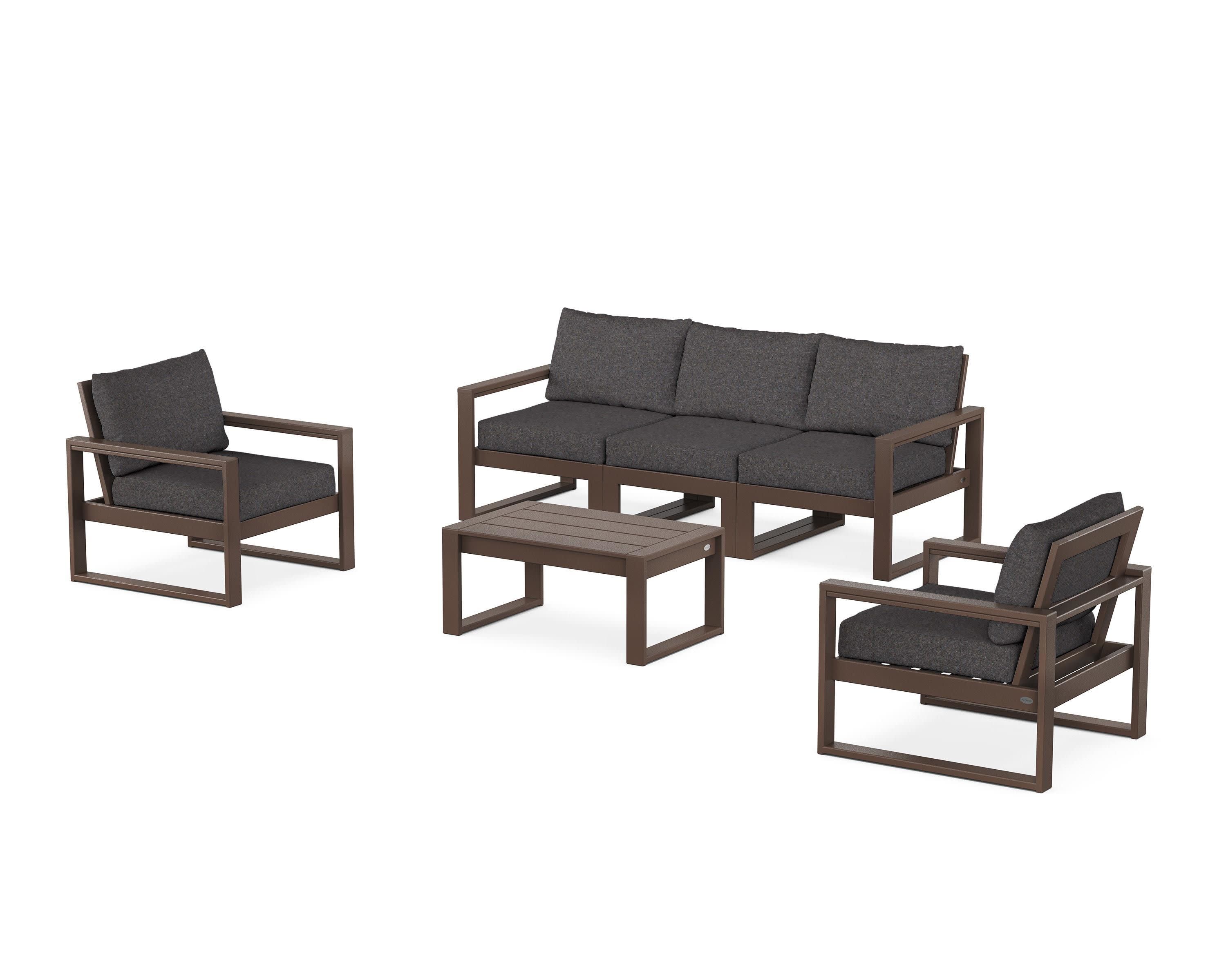 EDGE Sectional 4-Piece Deep Seating Set with Sofa in Mahogany / Ash Charcoal