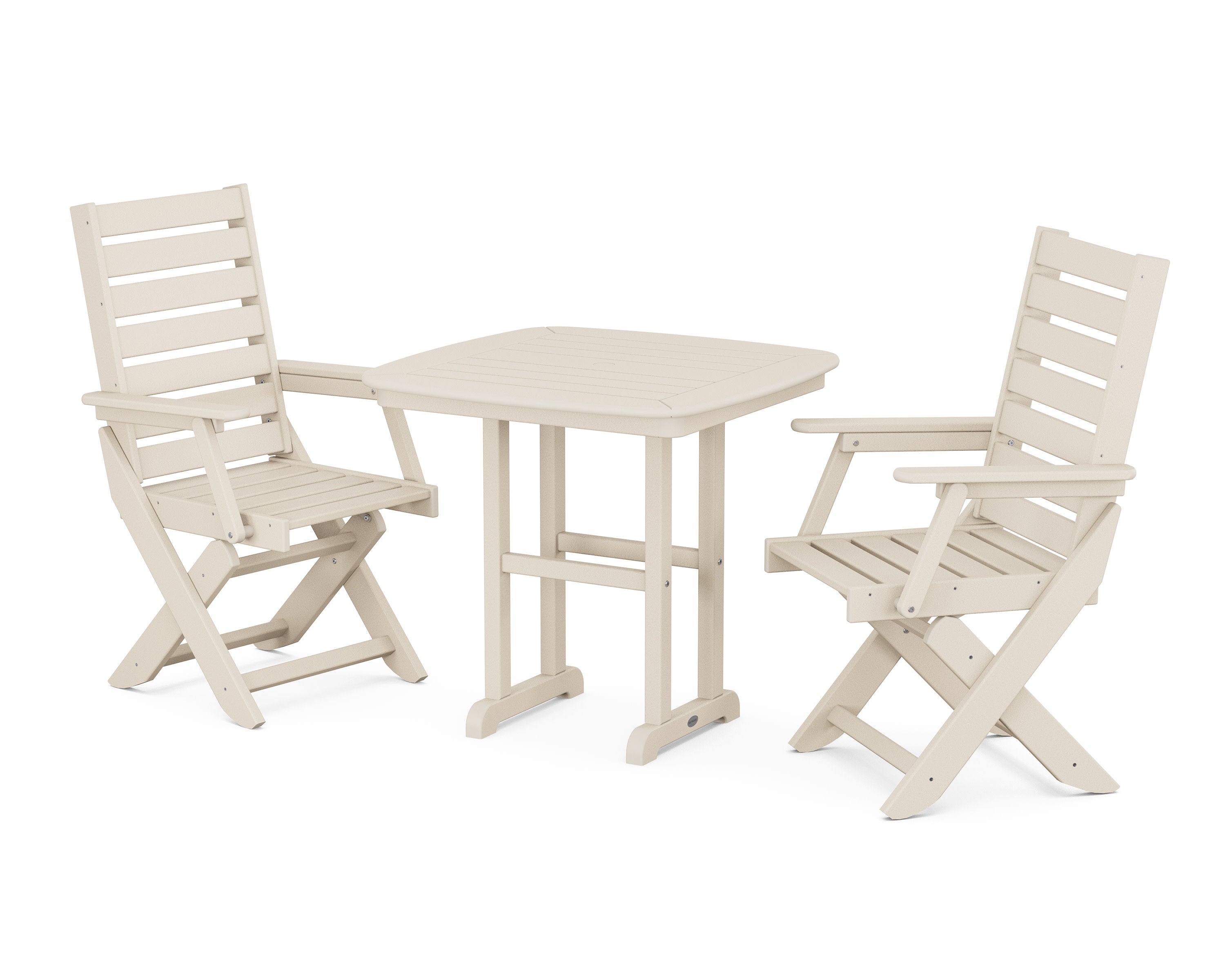 Captain Folding Chair 3-Piece Dining Set in Sand