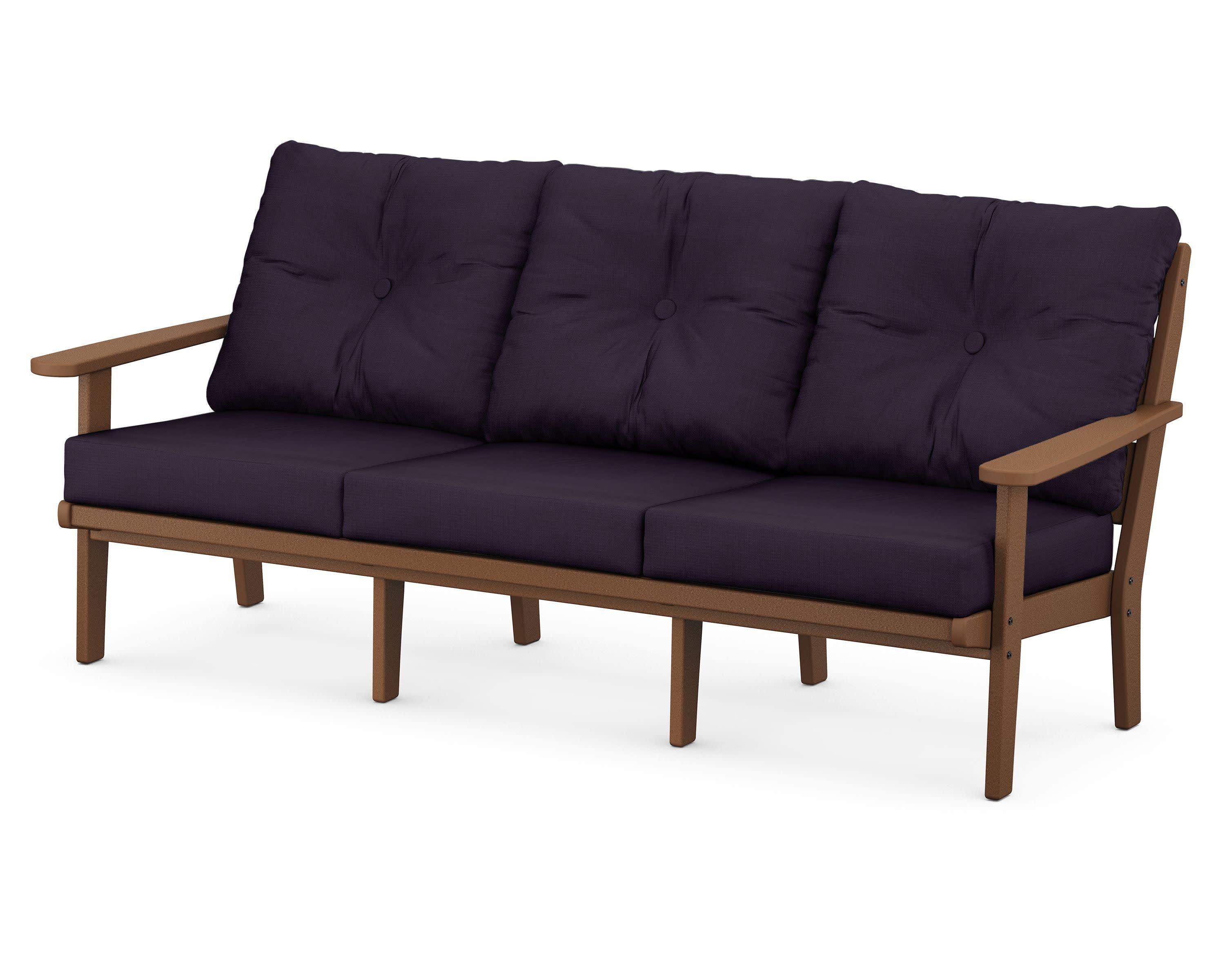 Lakeside Deep Seating Sofa in Teak / Navy Linen