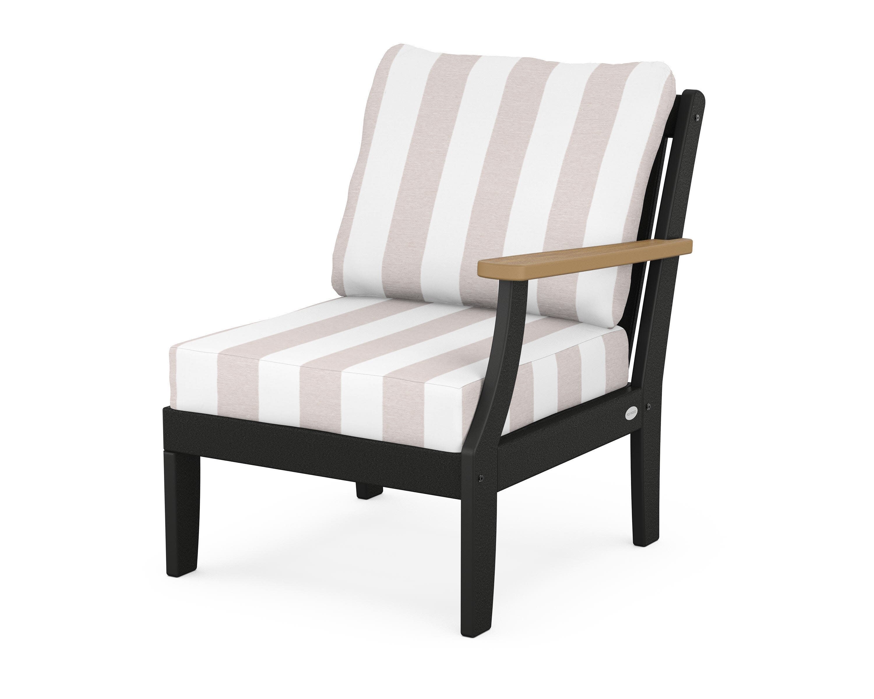 Braxton Modular Right Arm Chair in Black / Natural / Cabana Stripe Dune Burlap
