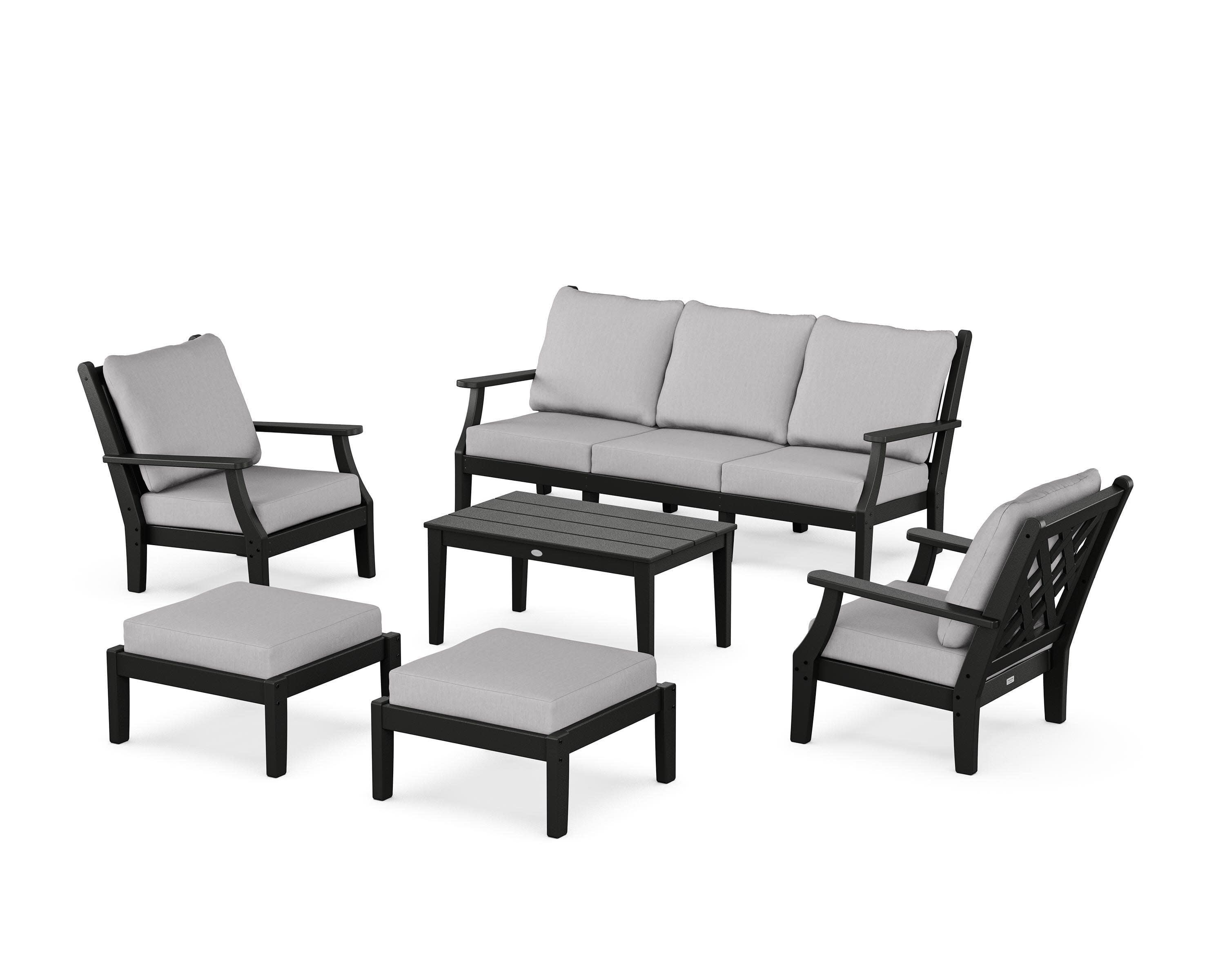 Wovendale 6-Piece Lounge Sofa Set in Black / Granite