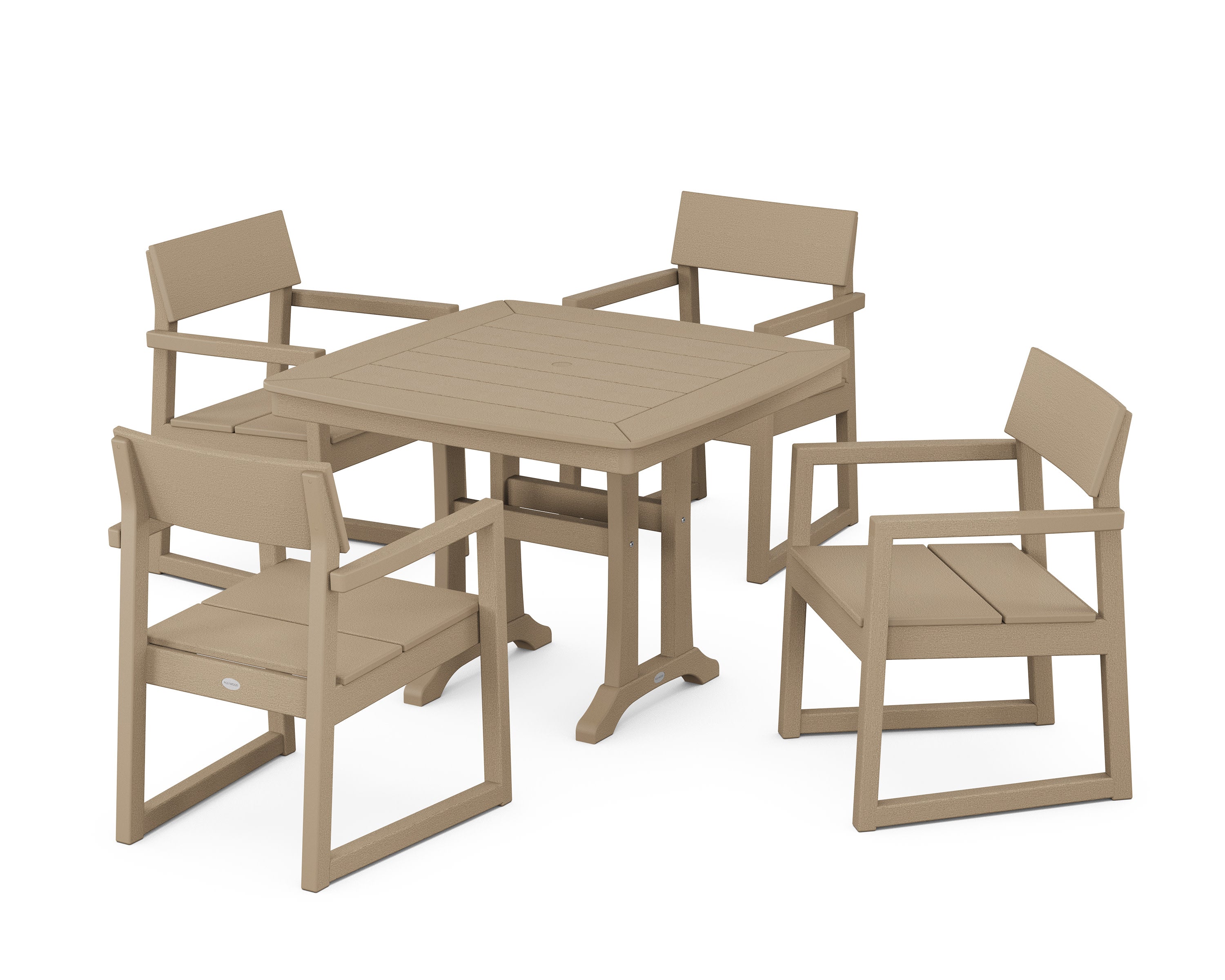 EDGE 5-Piece Dining Set with Trestle Legs in Vintage Sahara