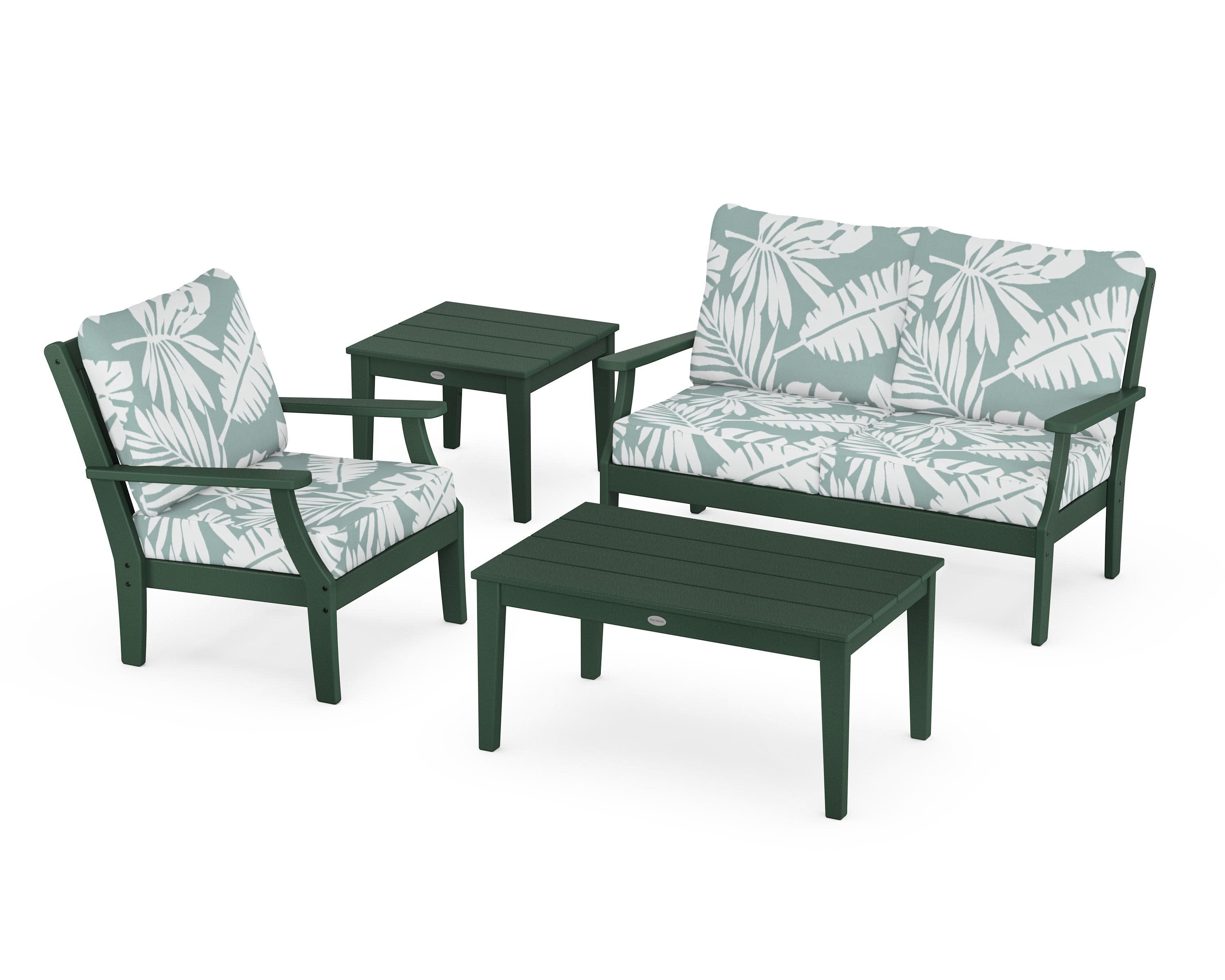 Braxton 4-Piece Deep Seating Set in Green / Leaf Glacier Spa