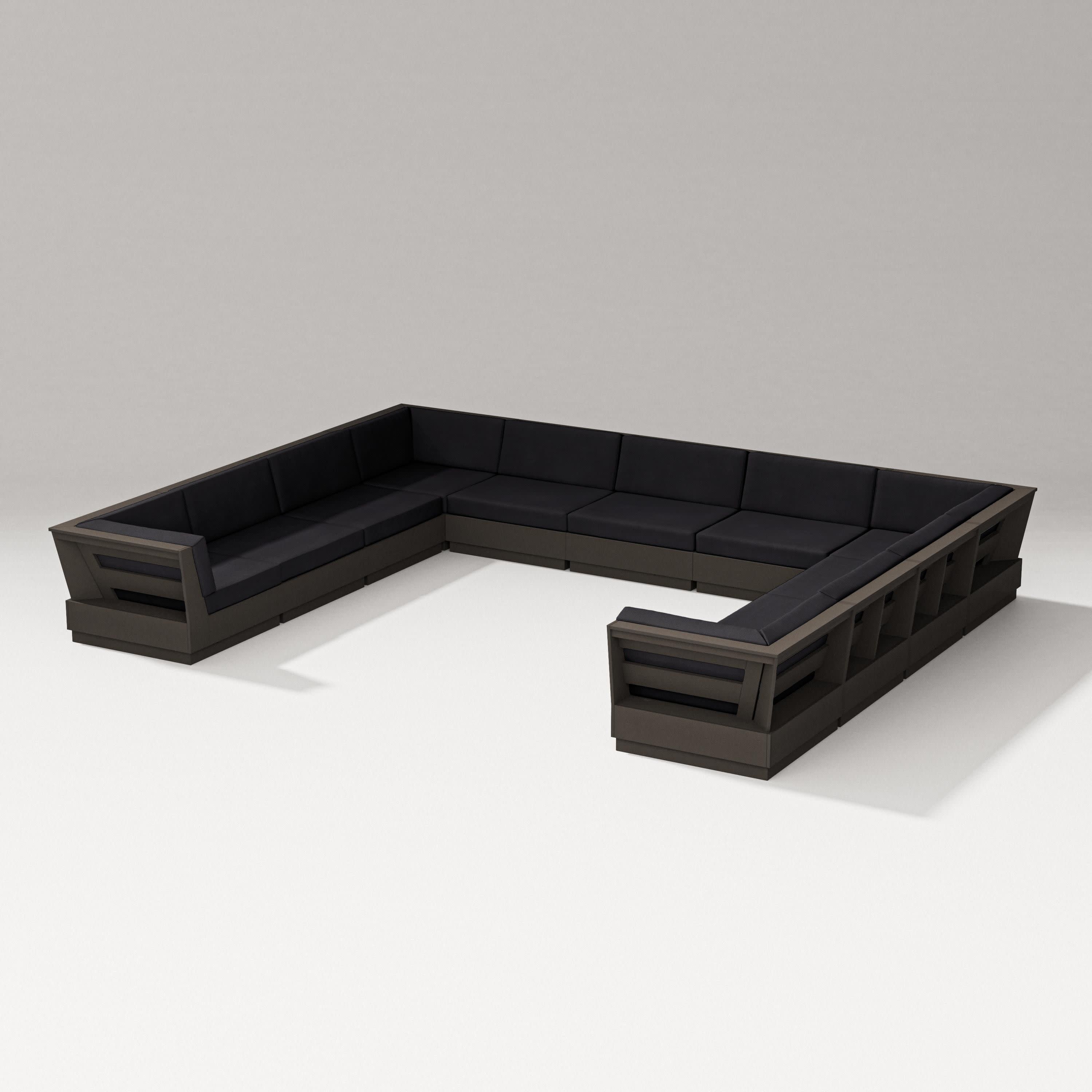 Elevate Large U-Shaped Sectional in Vintage Coffee / Midnight Linen