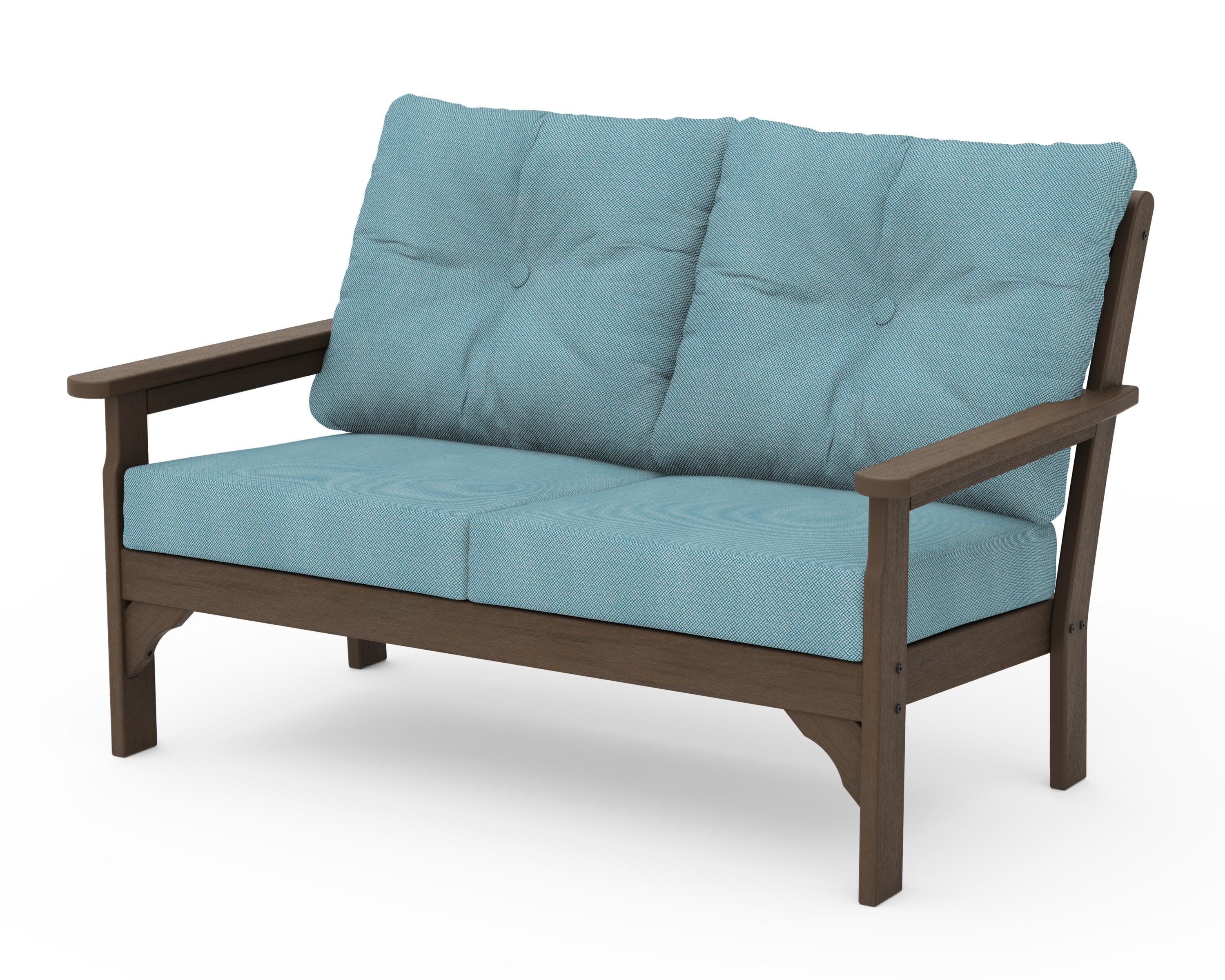 Vineyard Deep Seating Loveseat in Kona / Lattice Sky Blue