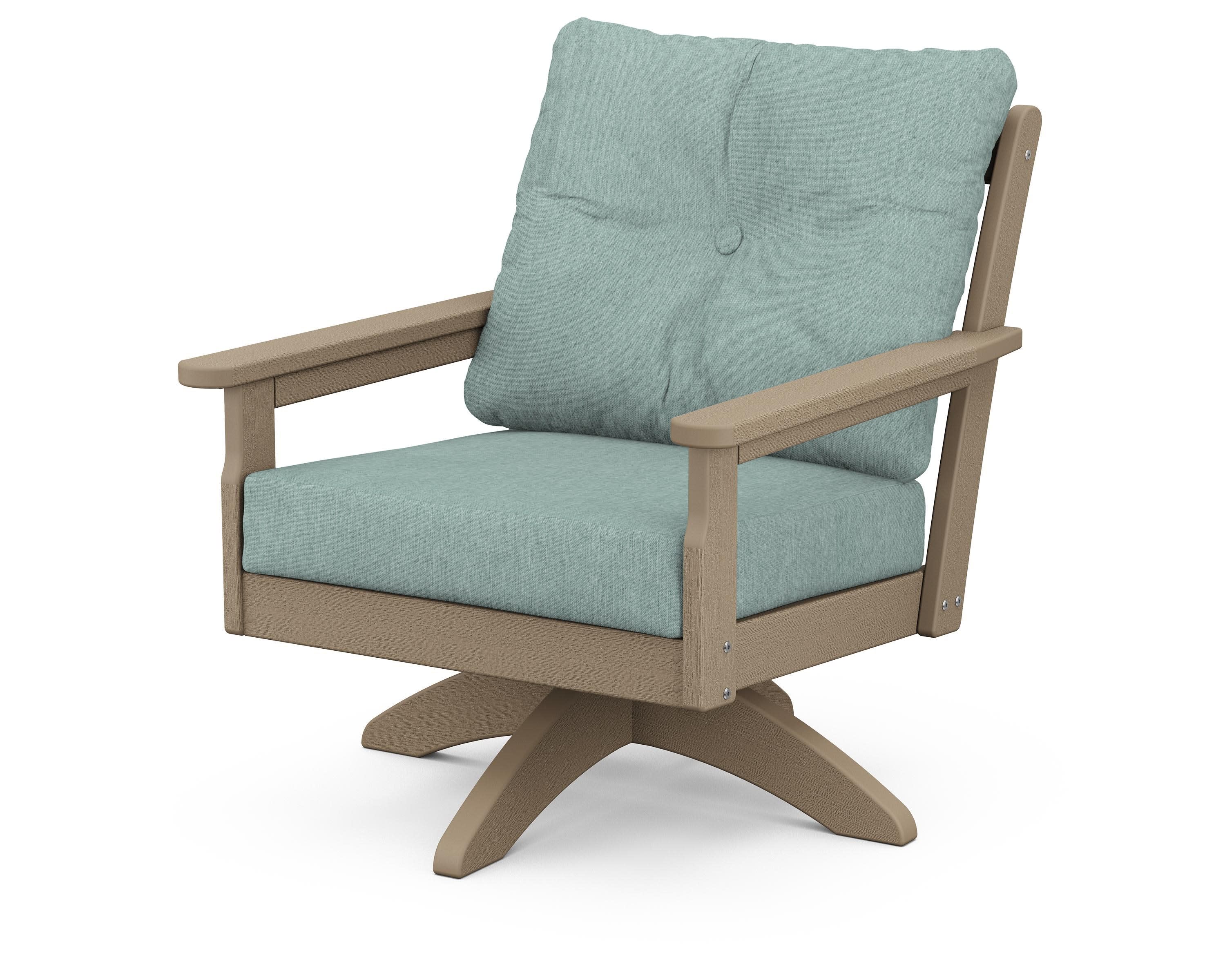 Vineyard Deep Seating Swivel Chair in Vintage Sahara / Glacier Spa
