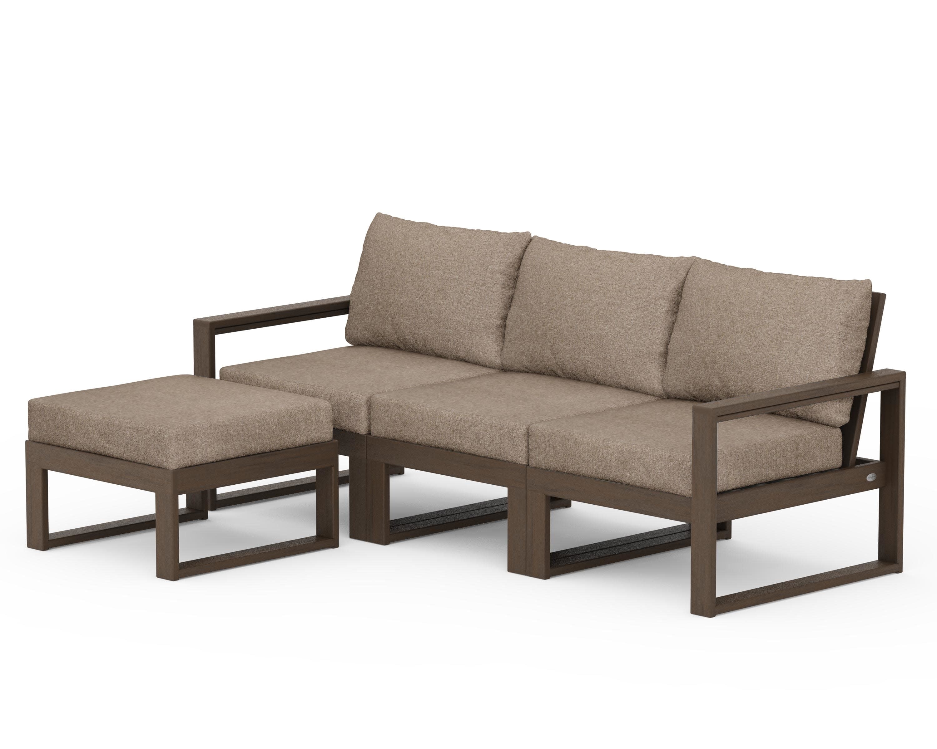 EDGE 4-Piece Modular Deep Seating Set with Ottoman in Kona / Spiced Burlap