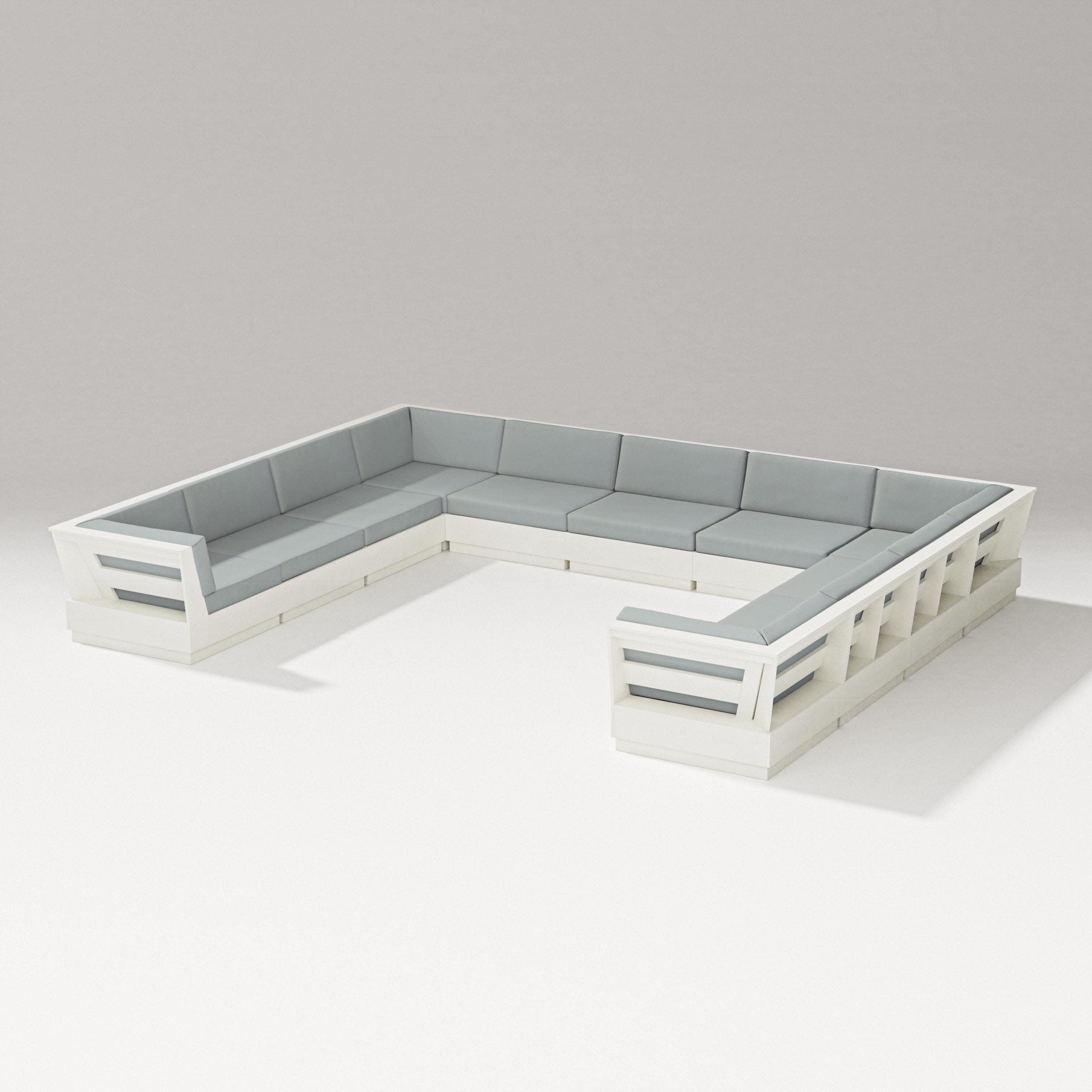 Elevate Large U-Shaped Sectional in Vintage White / Spa