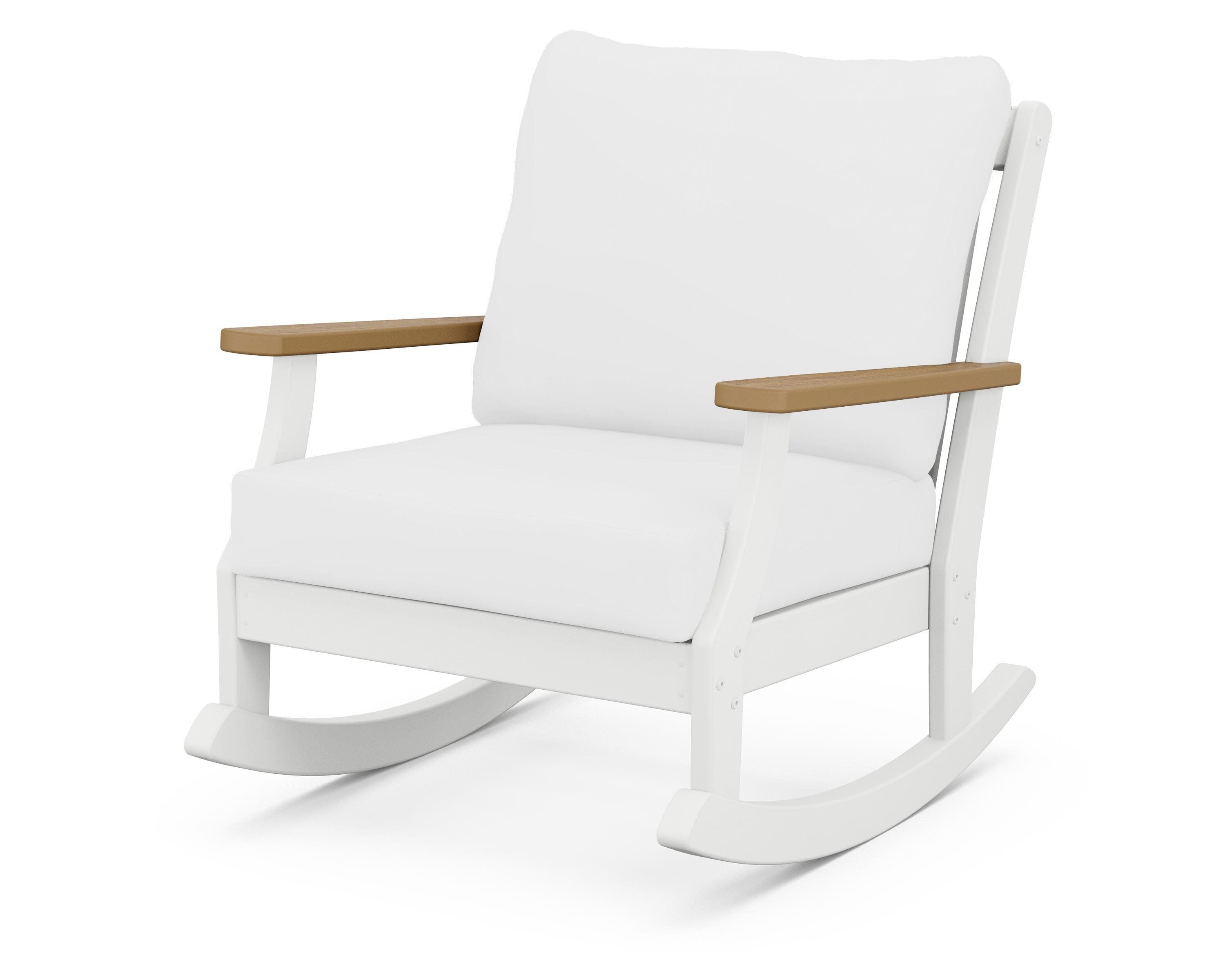 Braxton Deep Seating Rocking Chair in White / Natural / Natural
