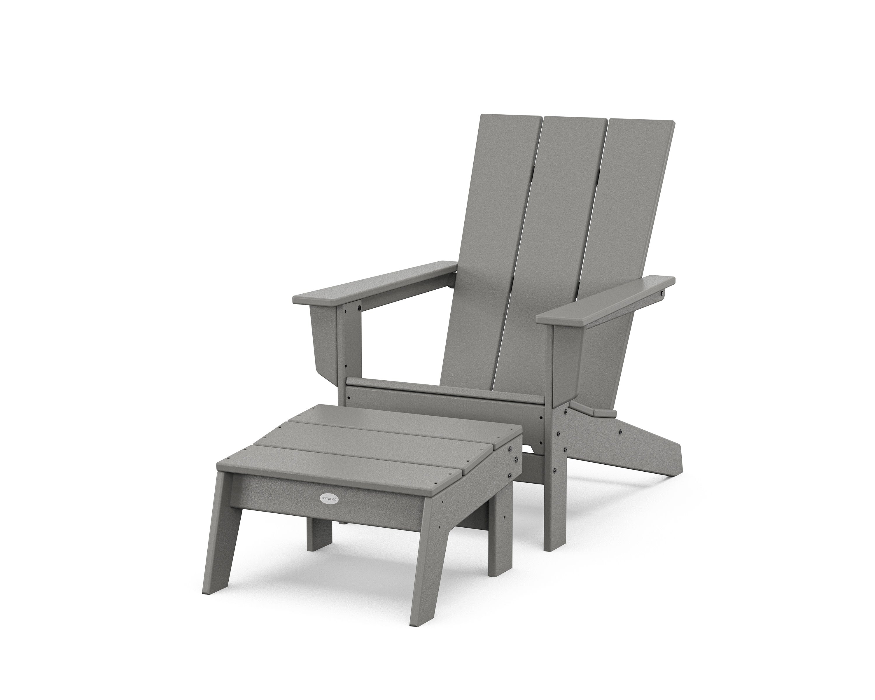 Modern Studio Adirondack Chair with Ottoman in Slate Grey