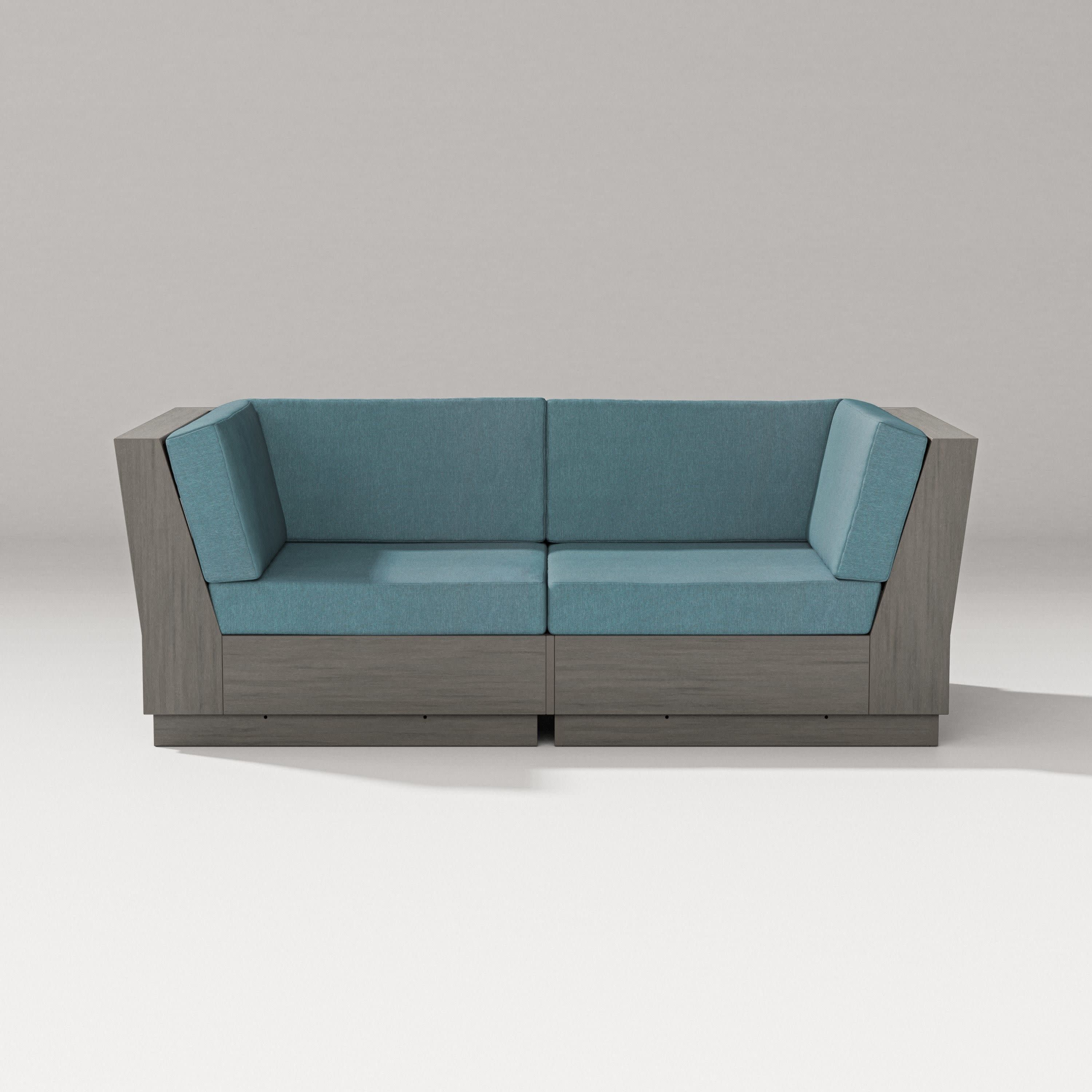 Elevate Loveseat Sectional in Driftwood / Ocean Teal