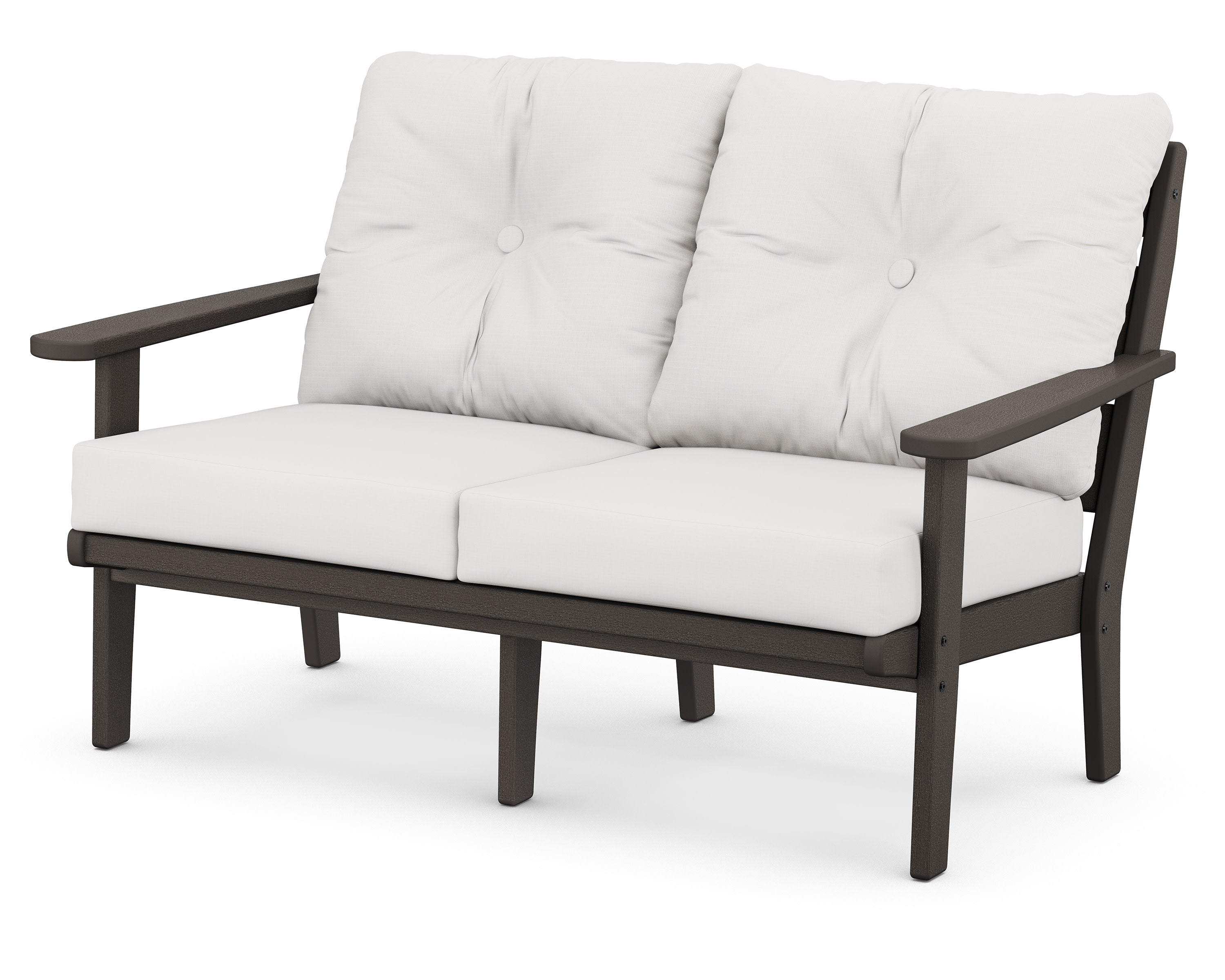 Lakeside Deep Seating Loveseat in Vintage Coffee / Natural Linen