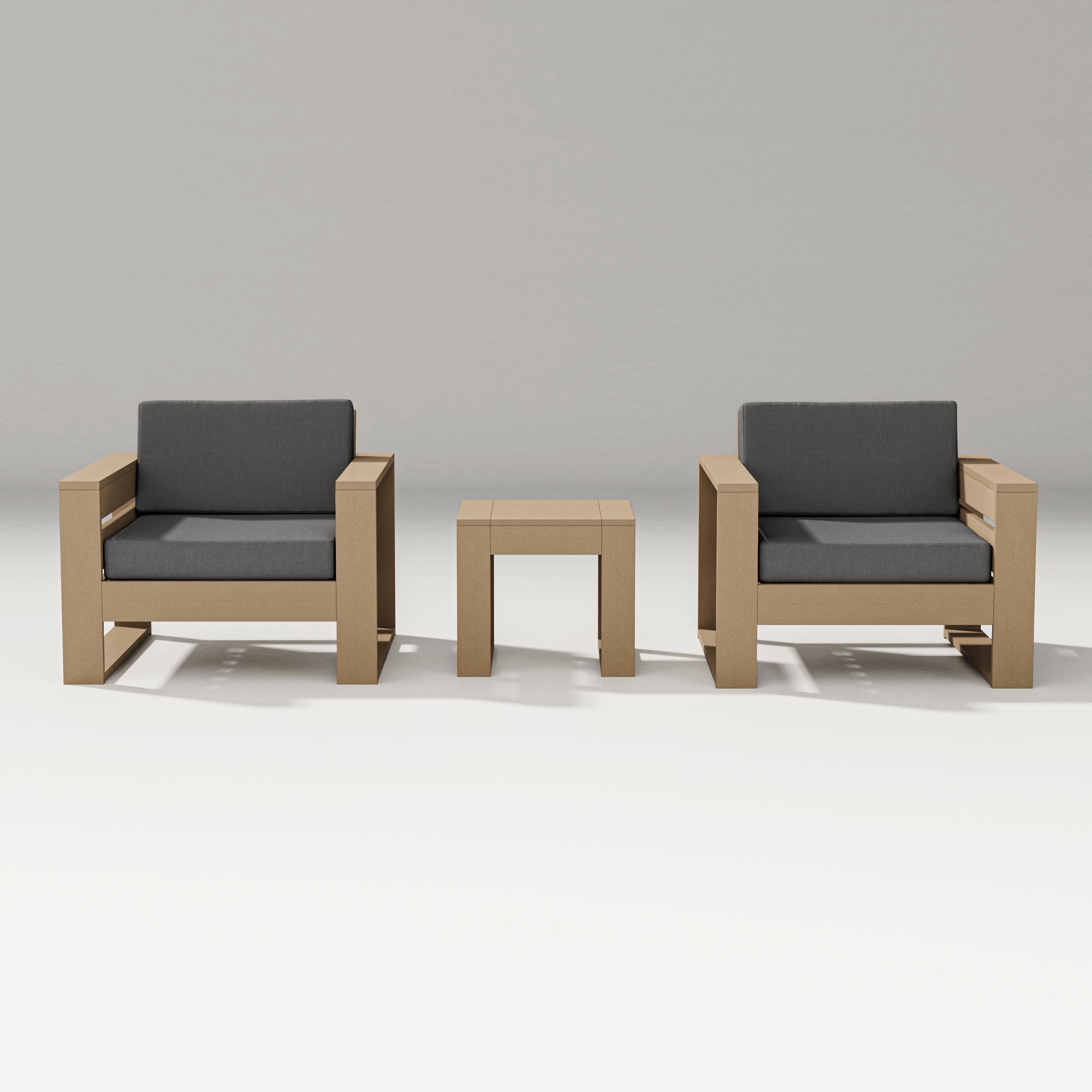 Latitude 3-Piece Lounge Chair Set in Vintage Sahara / Spectrum Carbon