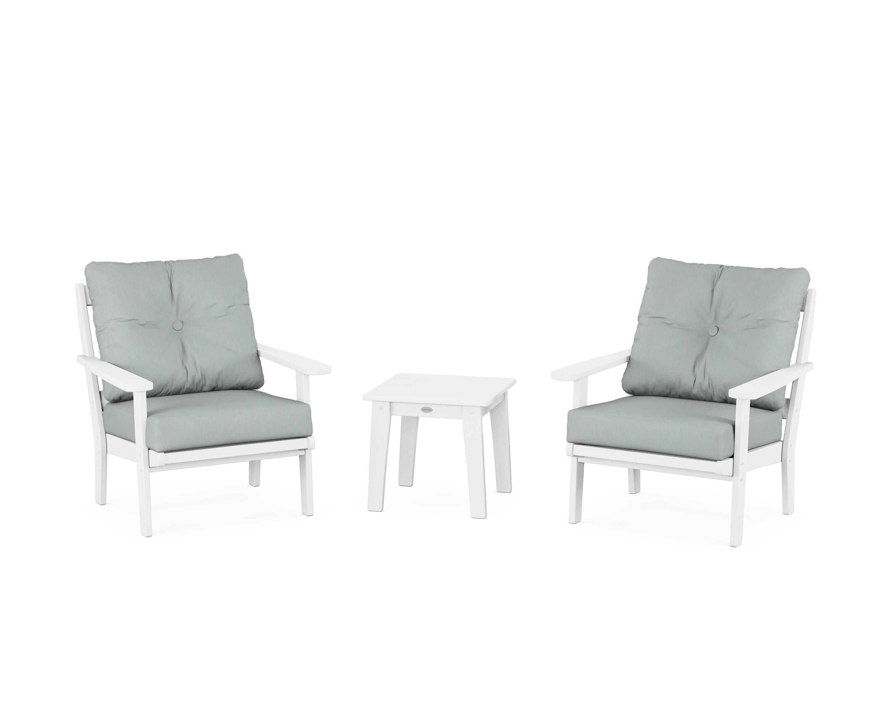 Mission 3-Piece Deep Seating Set in White / Spa