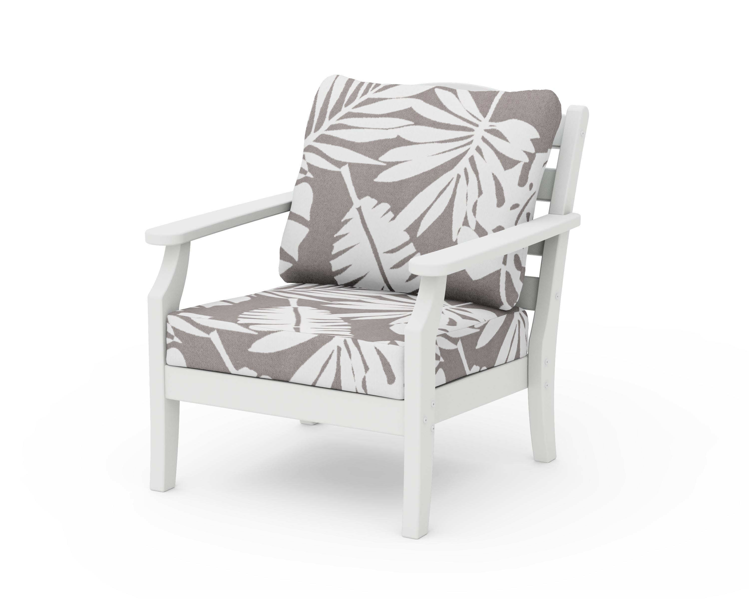 Savannah Deep Seating Chair in White / Leaf Grey Mist