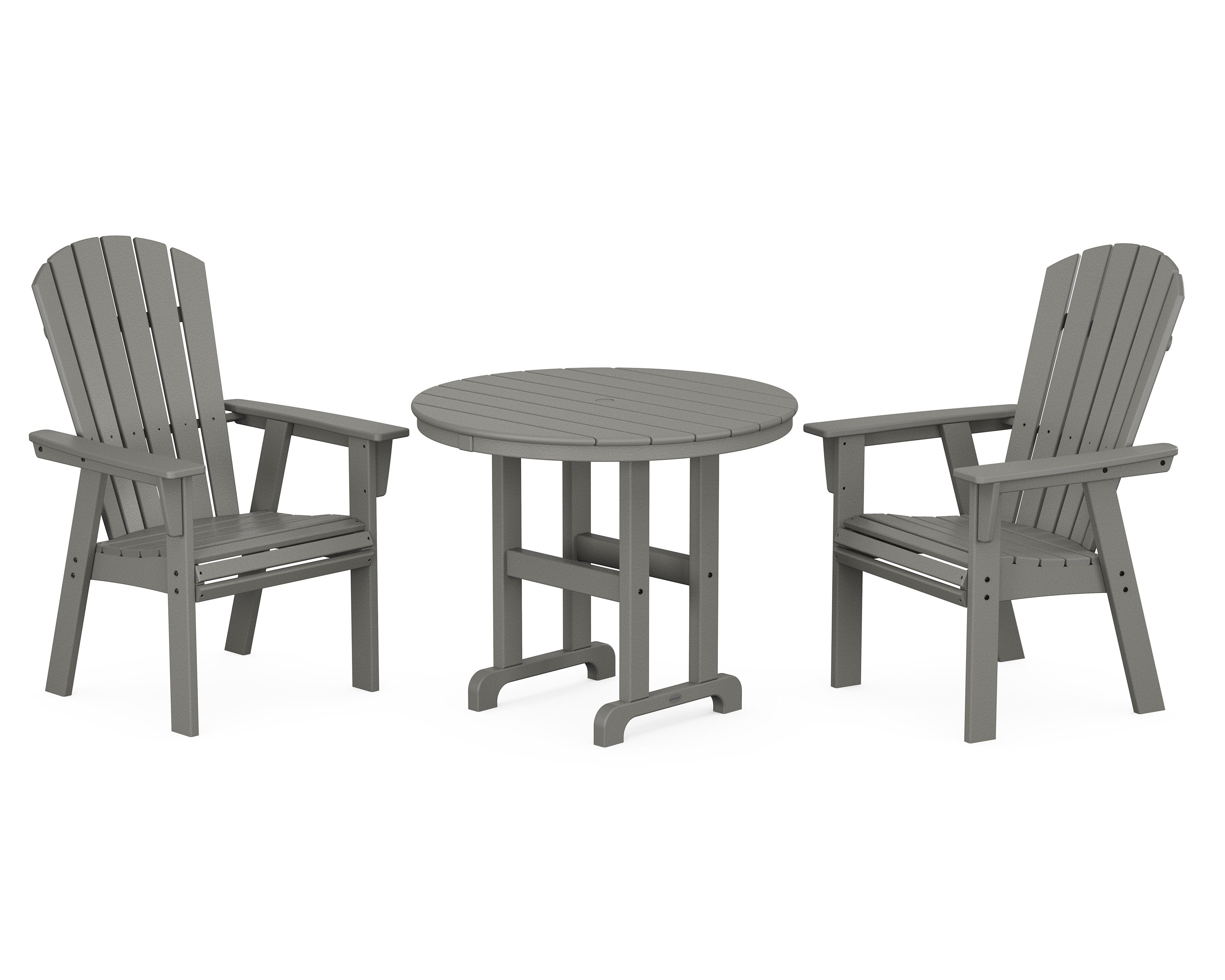 Nautical Adirondack 3-Piece Round Dining Set in Slate Grey