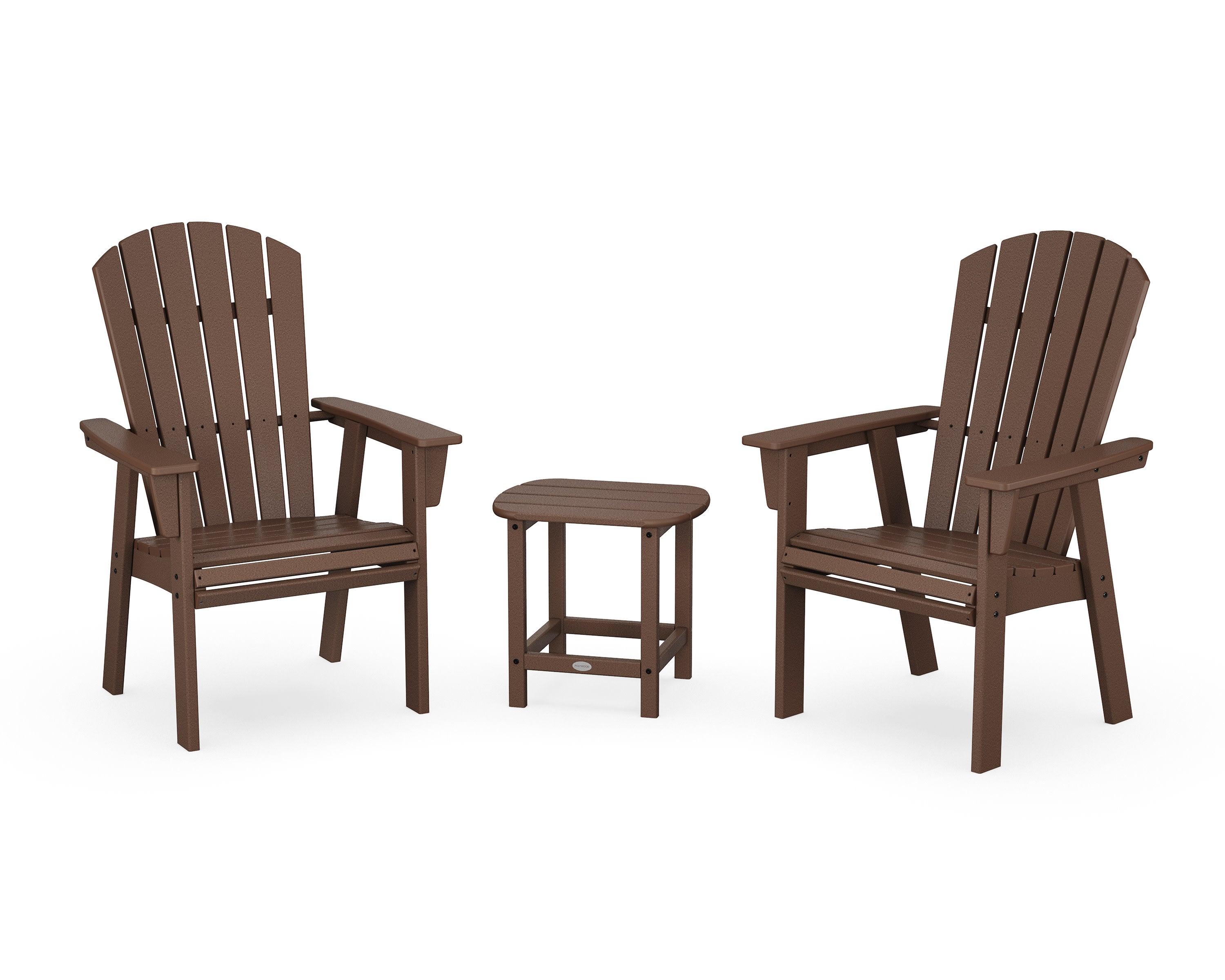 Nautical 3-Piece Curveback Upright Adirondack Chair Set in Mahogany