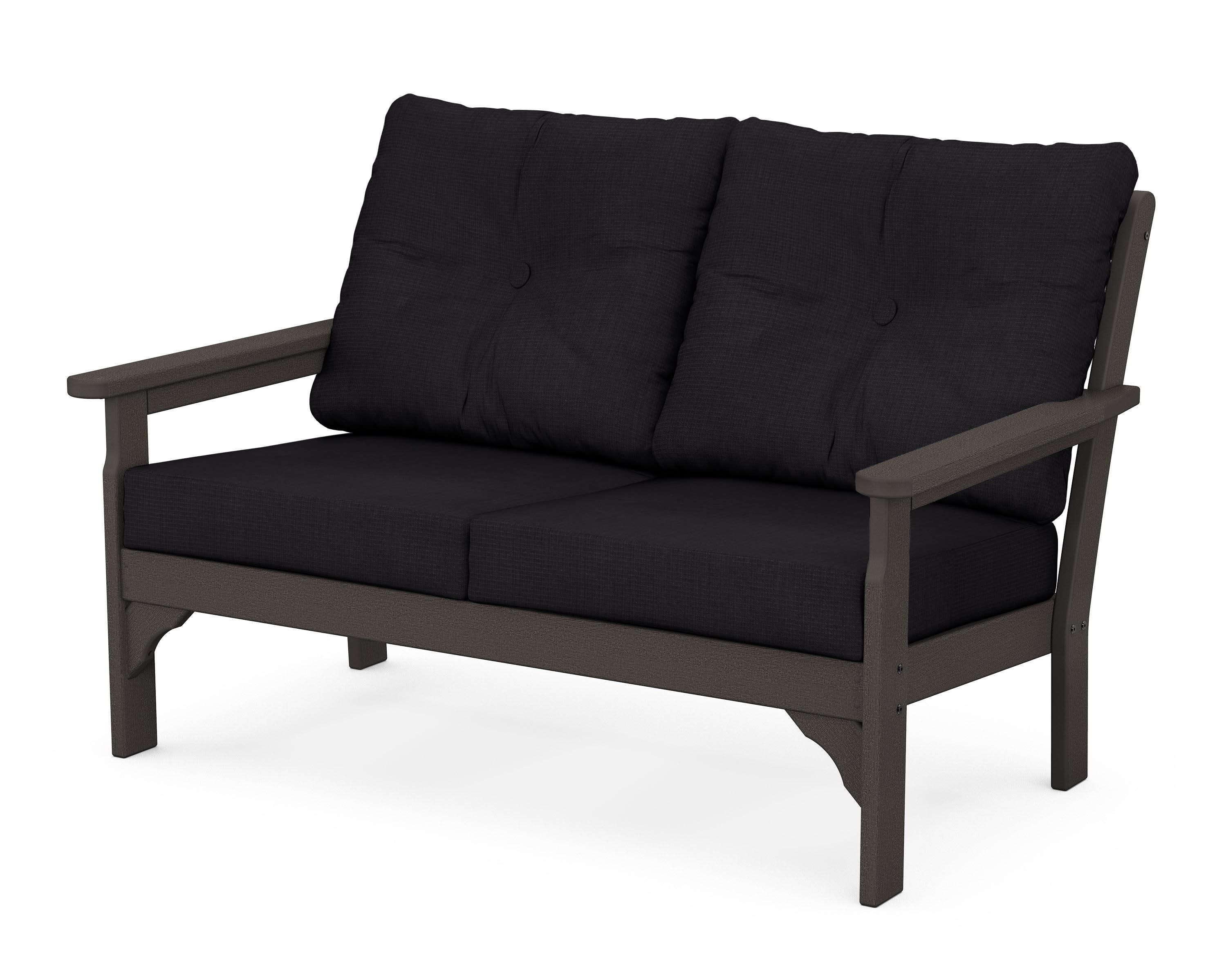 Vineyard Deep Seating Loveseat in Vintage Coffee / Midnight Linen