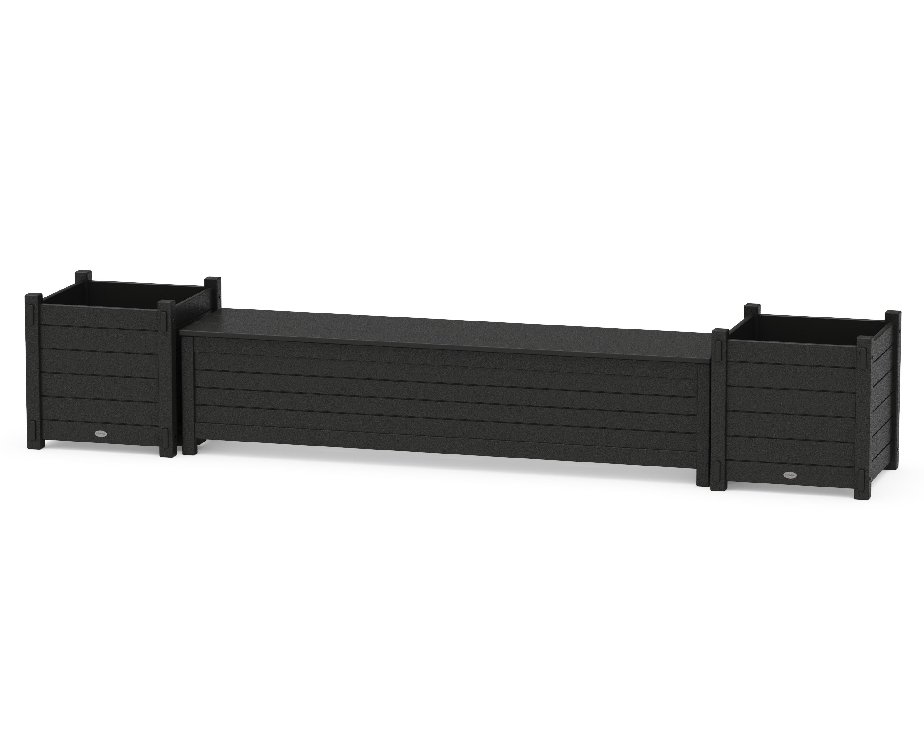 72" Nautical Straight Planter Storage Bench Set- Large in Black