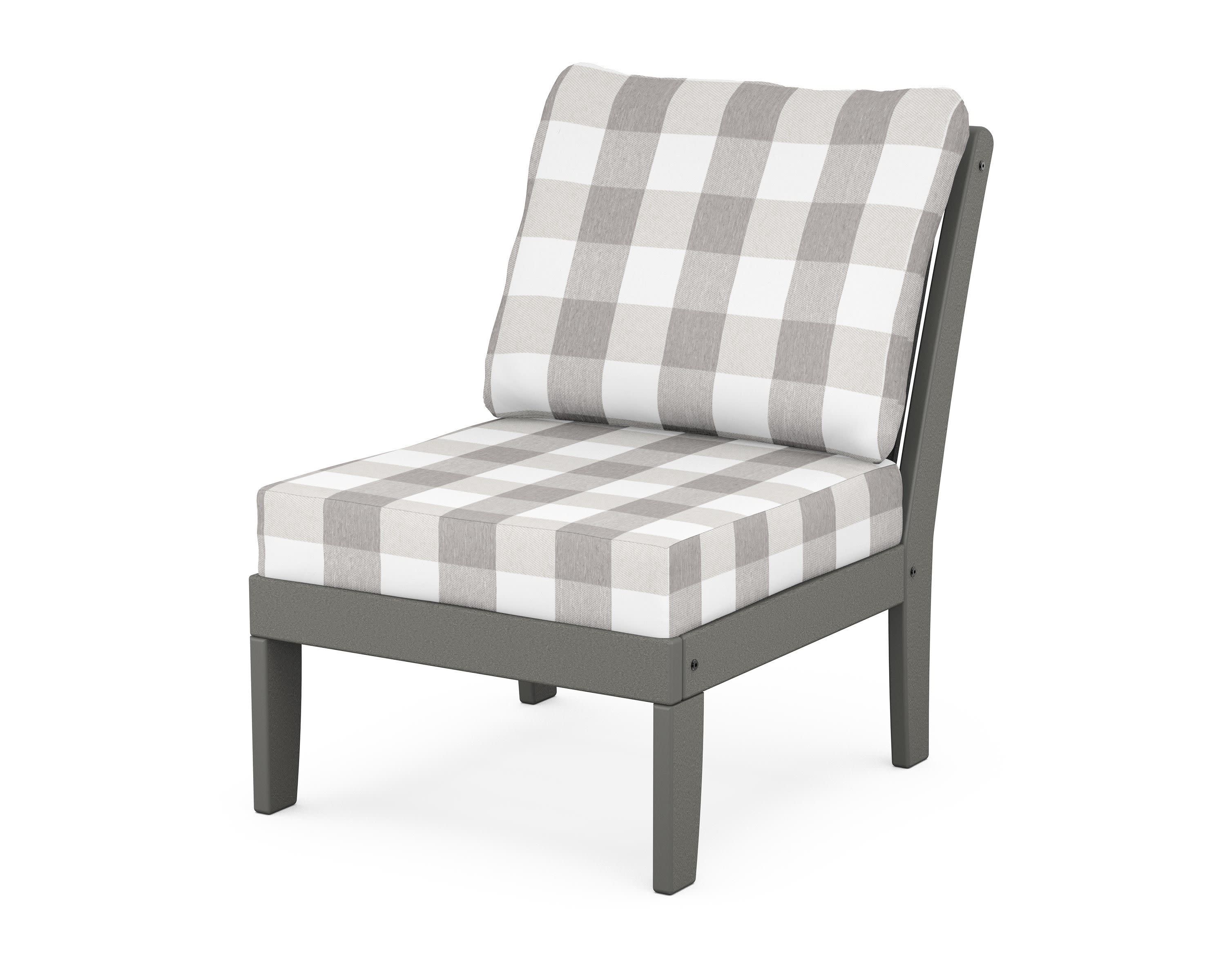 Braxton Modular Armless Chair in Slate Grey / Buffalo Plaid Grey Mist